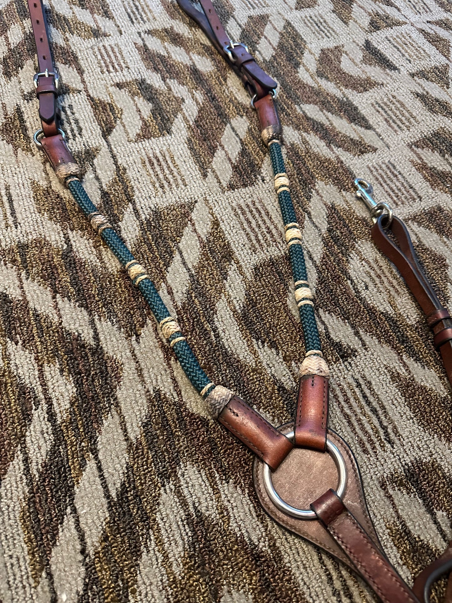 Leather Rolled Rawhide/Nylon Breastcollar