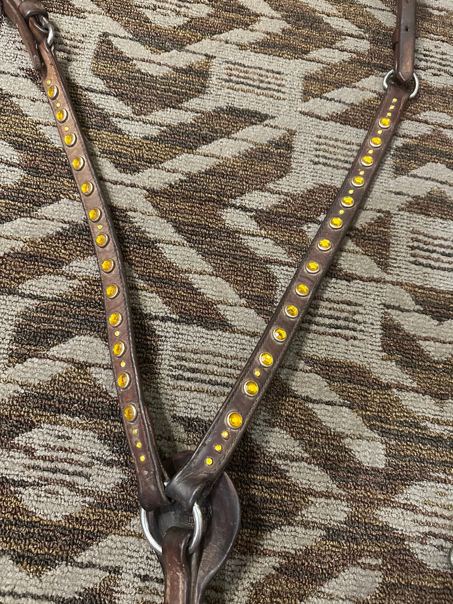 Brenneman Leather Breastcollar w/ Orange Crystals