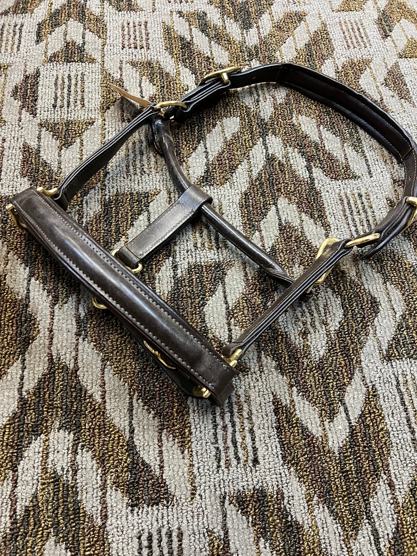 NEW Brown Leather Padded Pony Halter w/ Clip