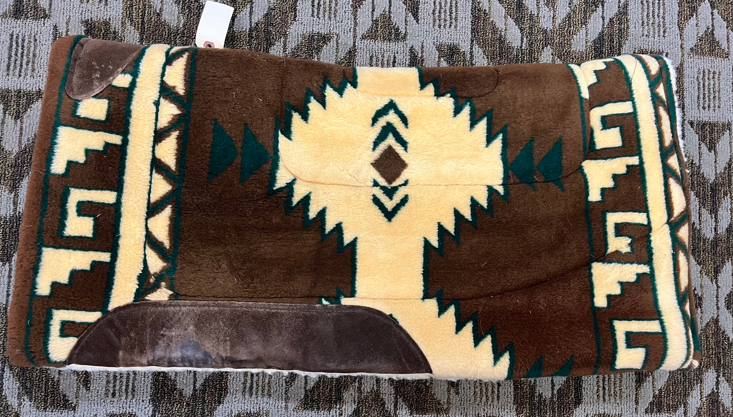 Brown Patterned Fleece Saddle Pad