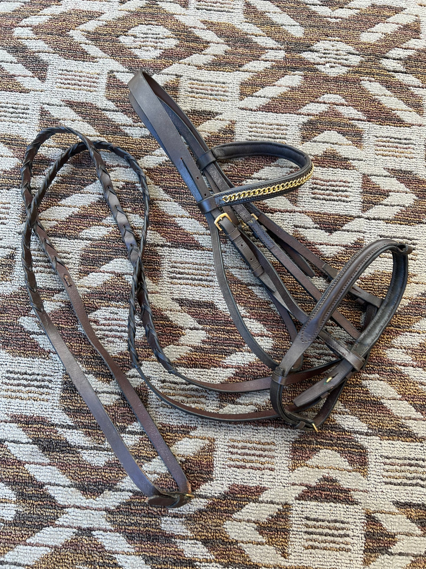 Dark Brown Bridle w/ Gold Accents
