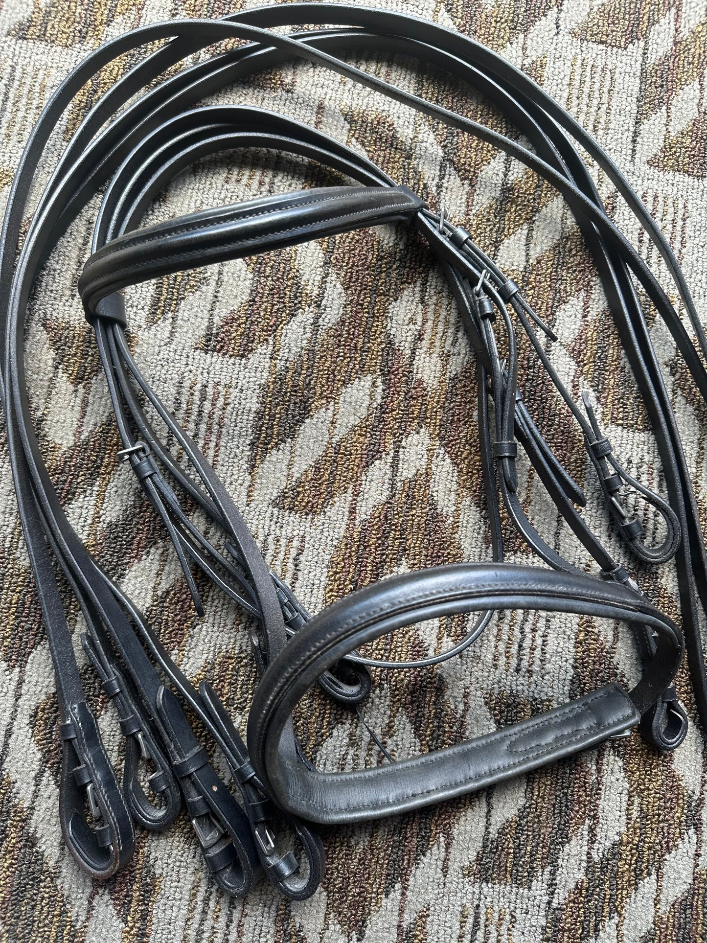 Black Padded Double Bridle w/ Reins
