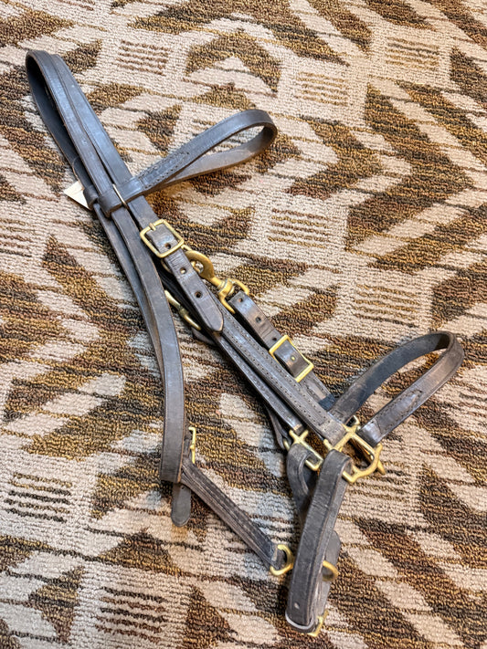 Black Halter Bridle w/ Solid Brass Hardware
