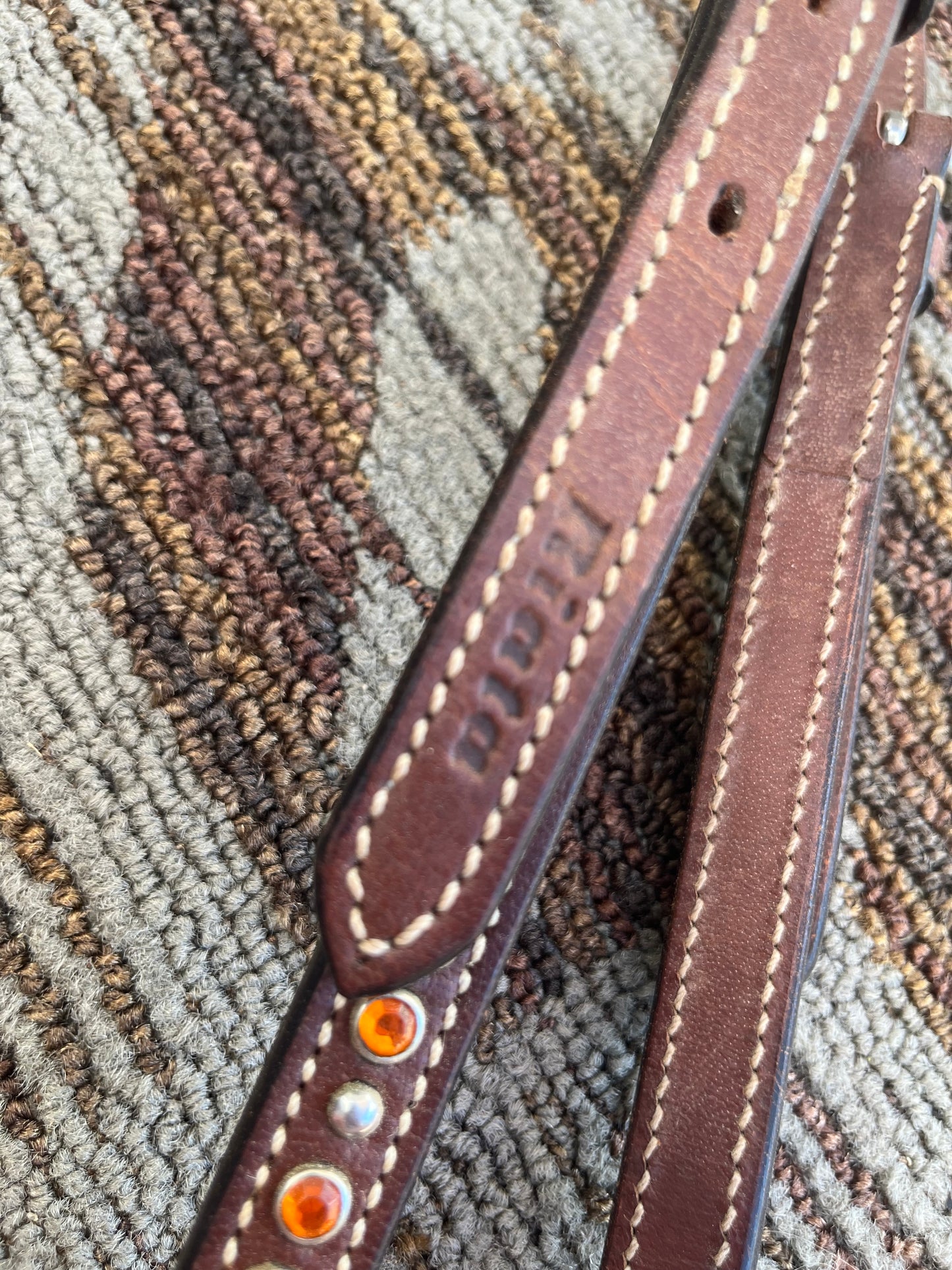 Riata Orange Blingy One Ear Headstall