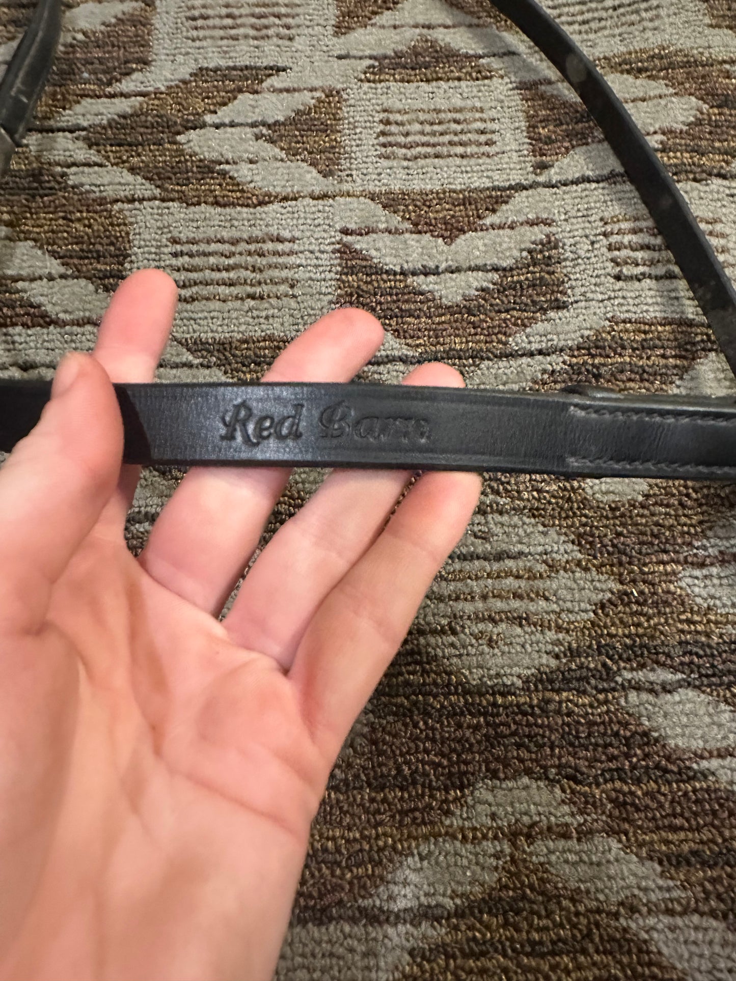 Red Barn Black Lined Reins w/ Hand Notches