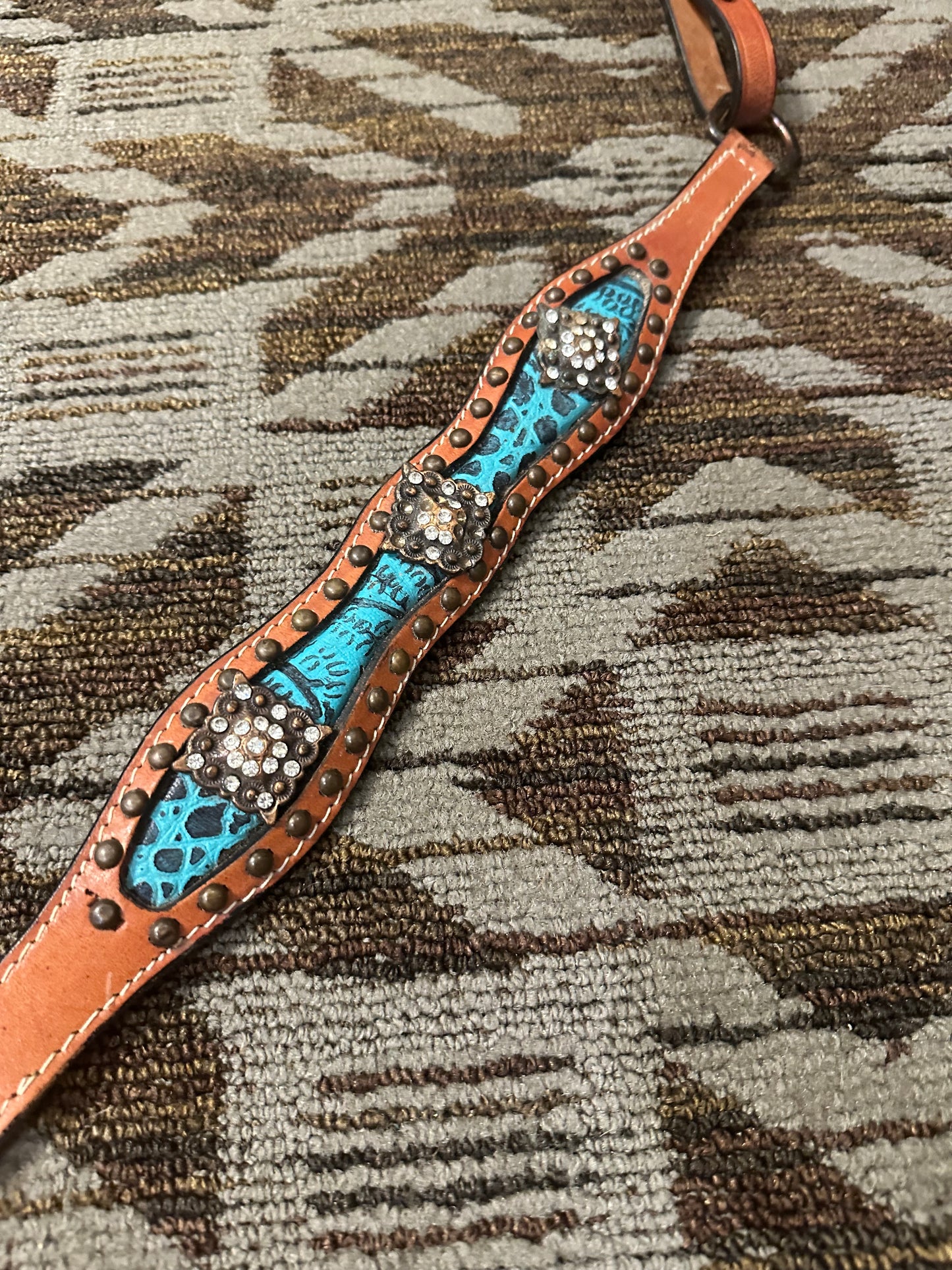 Leather Turquoise Bling Breastcollar