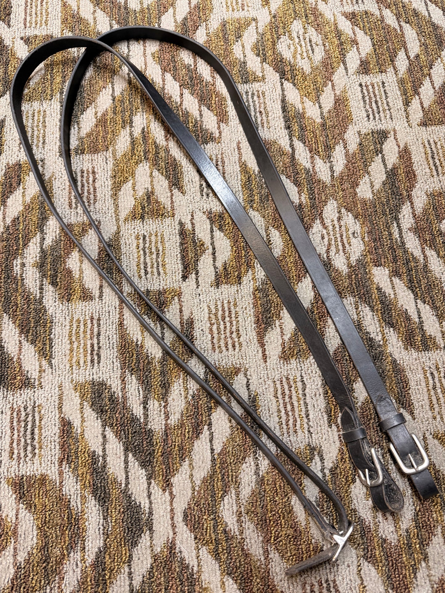 Extra Long Black Leather Reins w/ Buckles