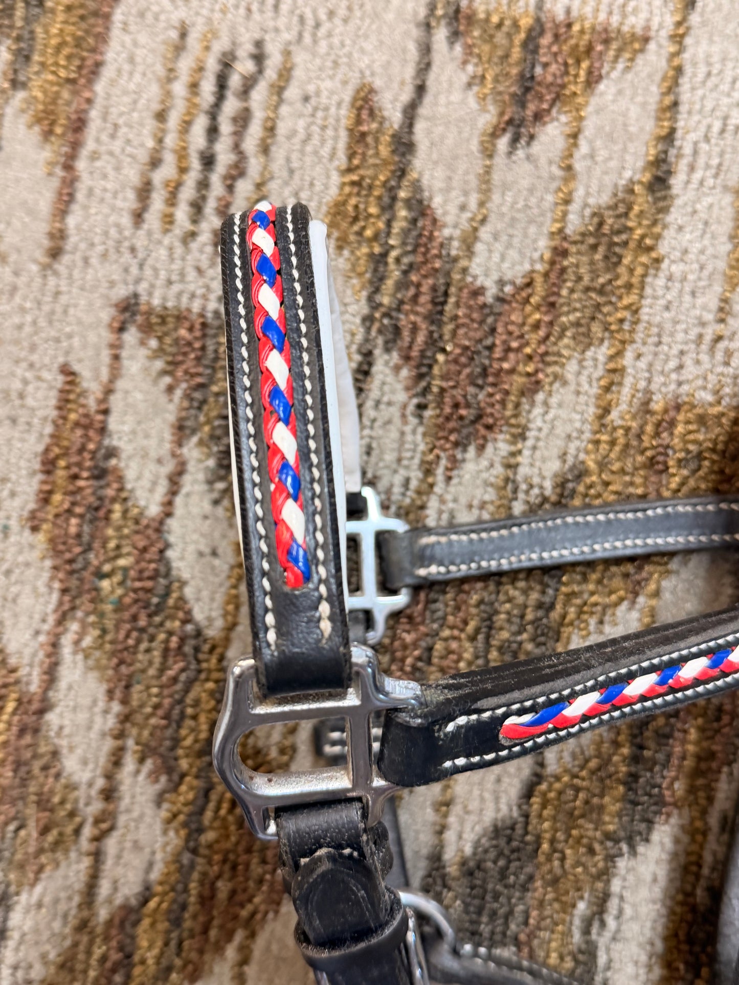 Red, White and Blue Padded Pony Leather Halter