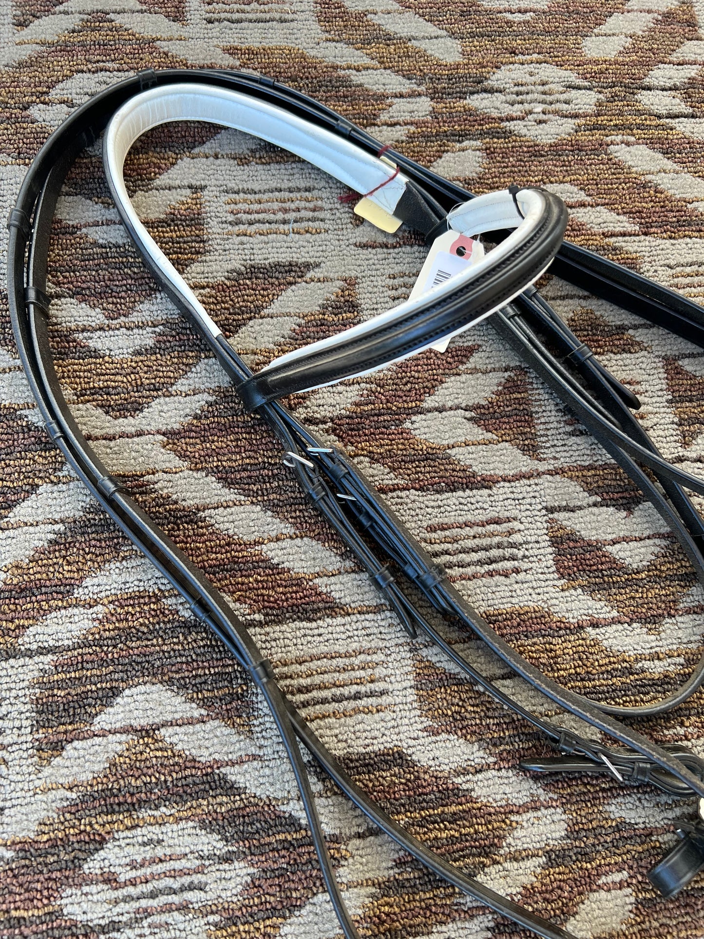 Red Barn Black Padded Bridle w/ Shaped Crown and Matching Reins