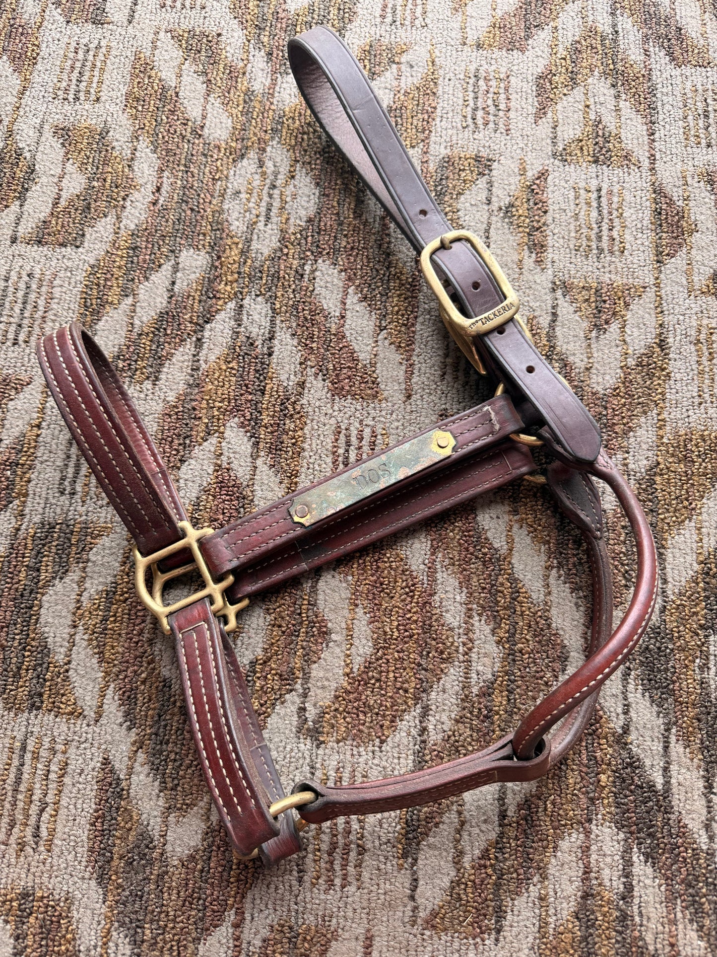 Stitched Oversized Leather Halter w/ Nameplate