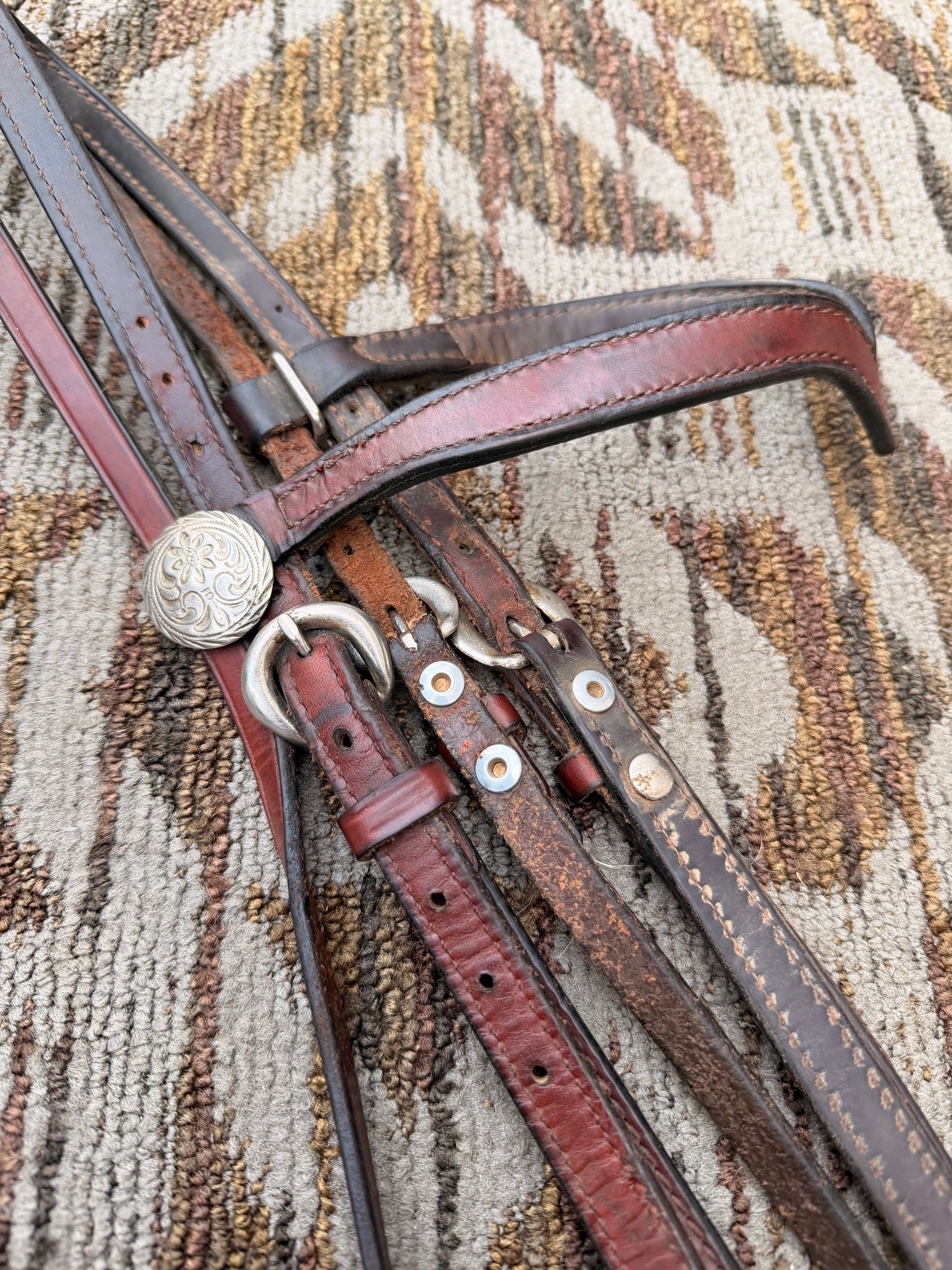 Shaped Leather Headstall w/ Star Conchos