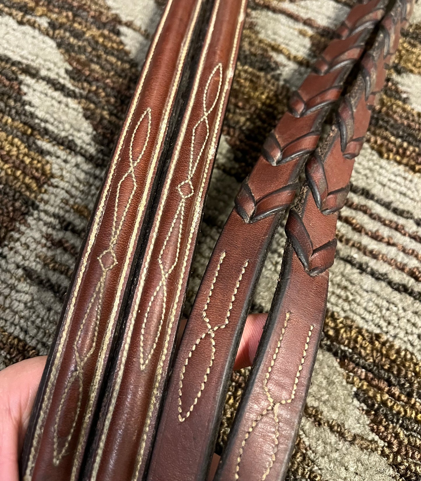 Chestnut Fancy Stitch Laced Reins