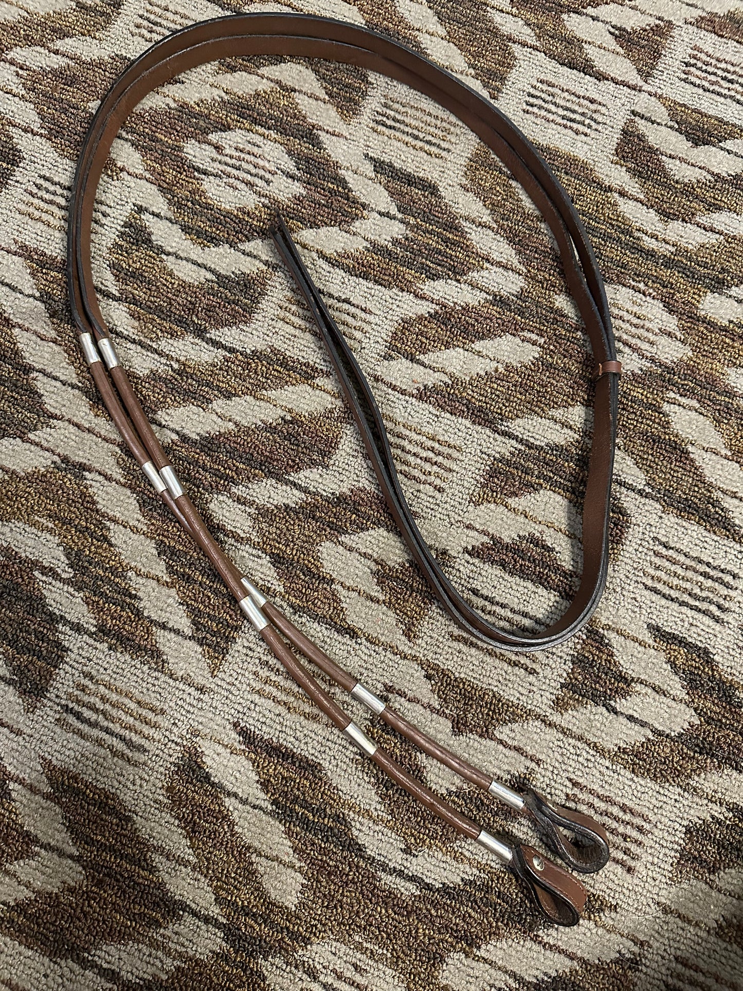 Leather Rolled Silver Split Reins