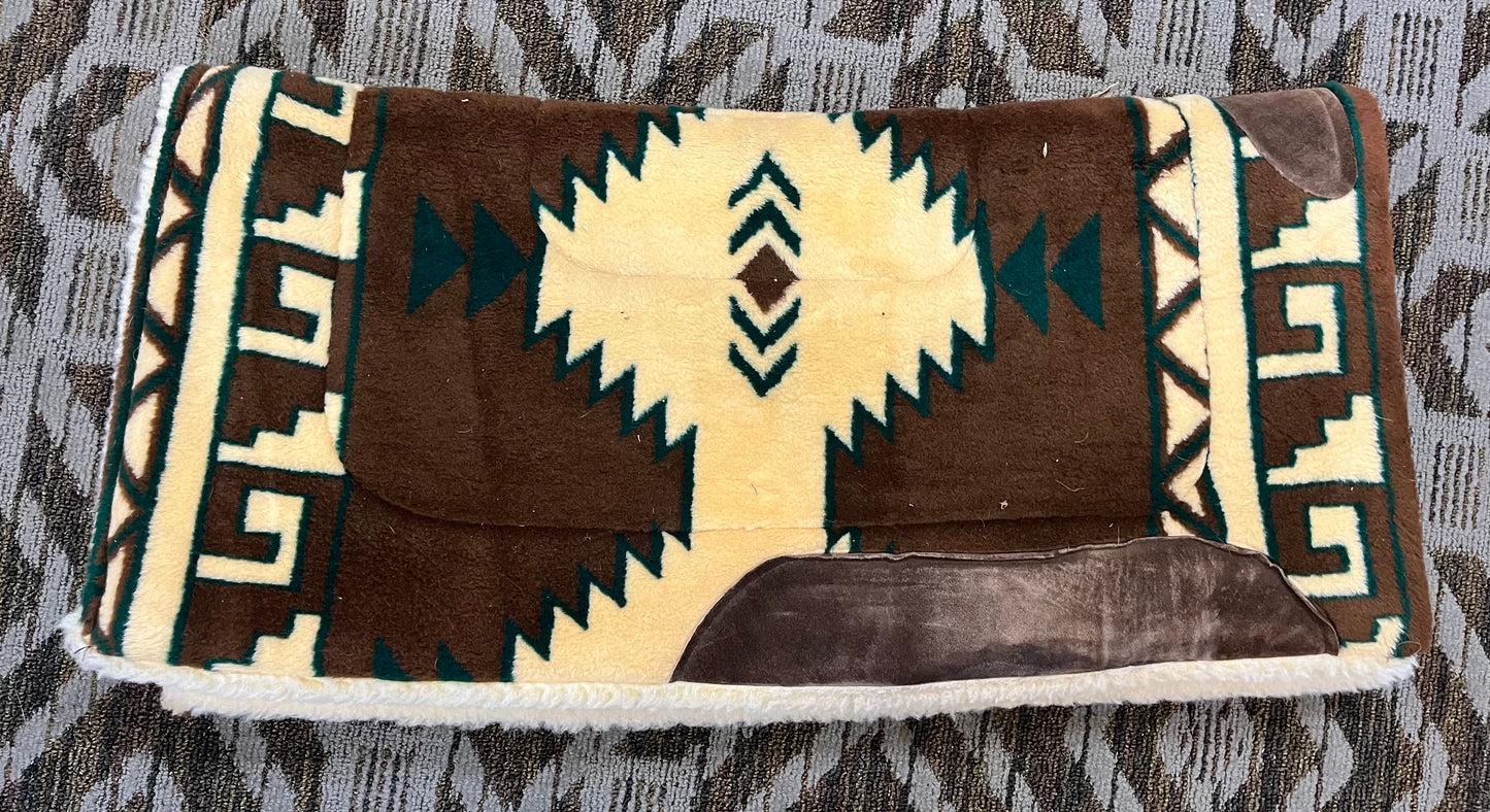 Brown Patterned Fleece Saddle Pad