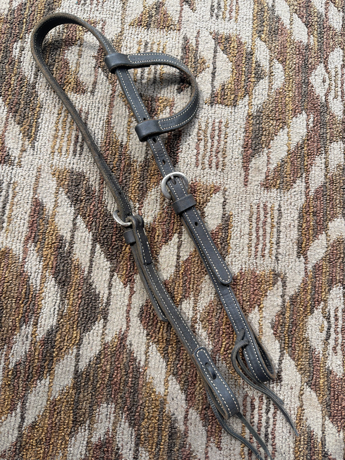 Soft Black Stitched One Ear Headstall