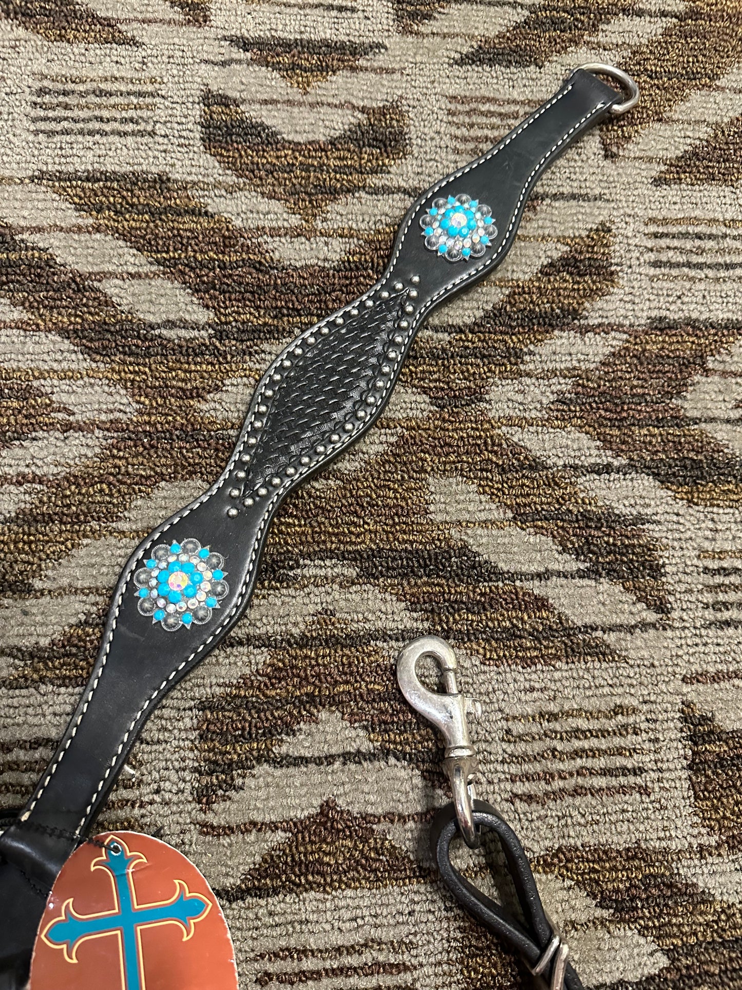 Turquoise Cross Blingy Breastcollar