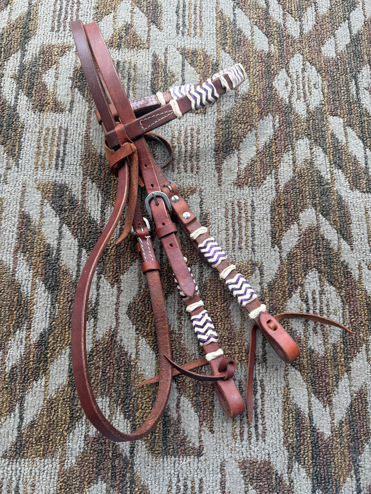 Soft Browband Headstall w/ Rawhide Accents