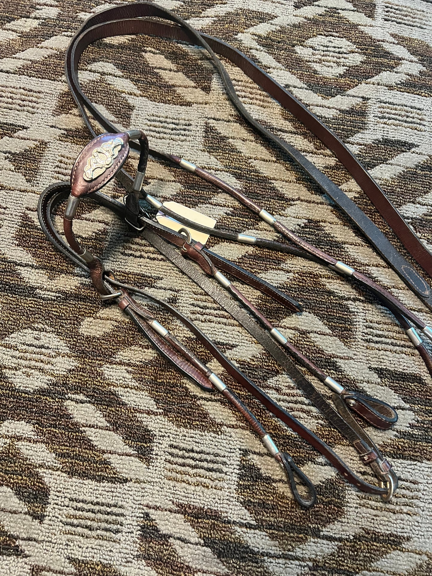 Rolled Silver Show Bridle w/ Matching Reins