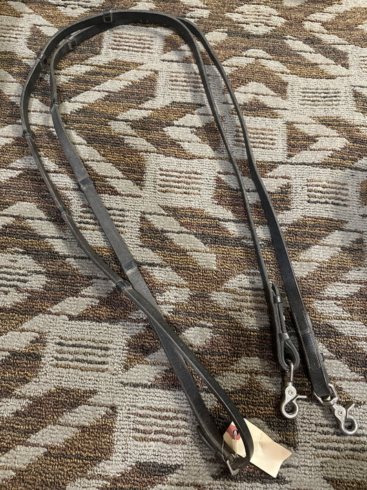 Black Leather Webbed Reins