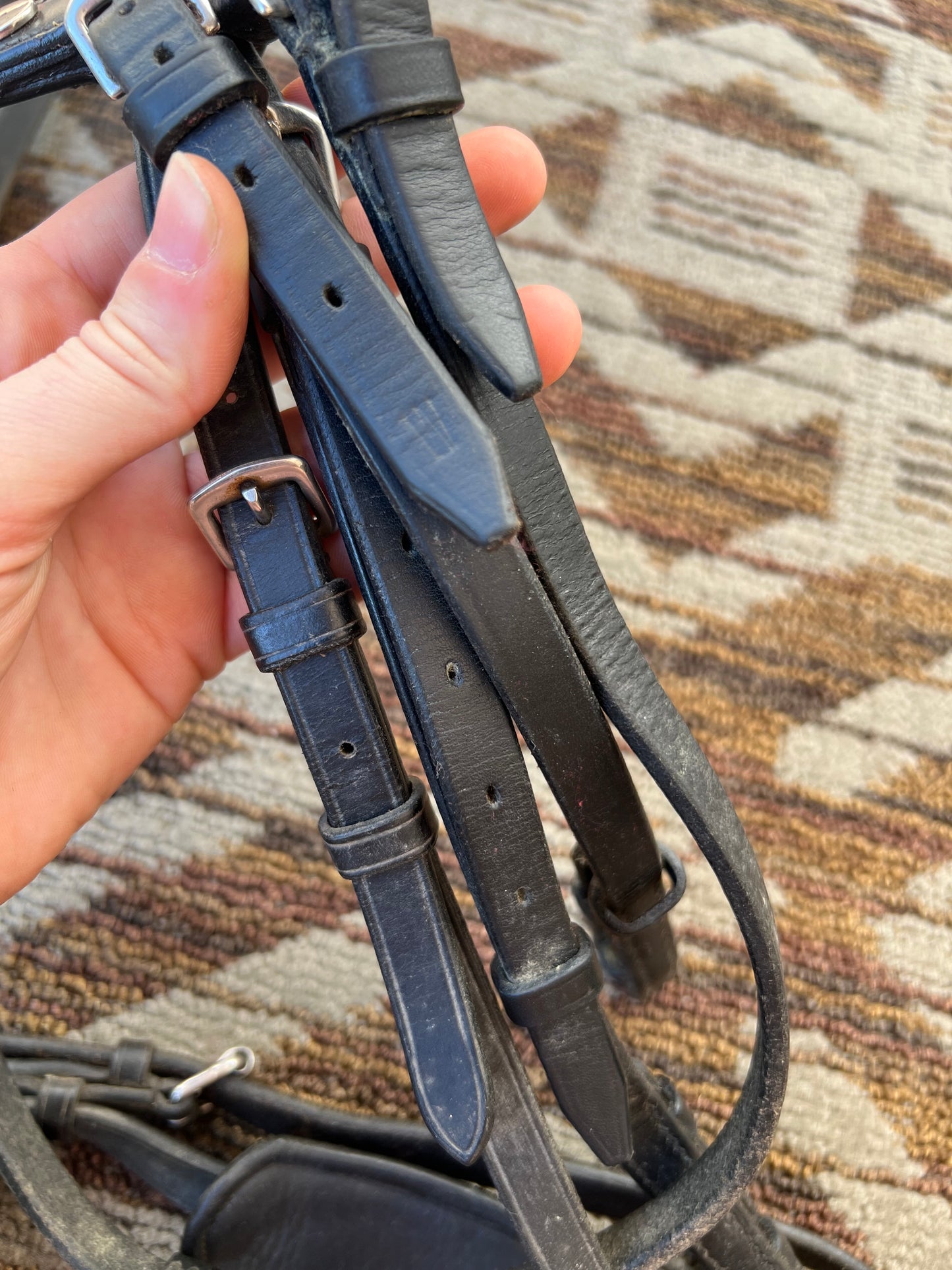 Dobert Classic Black Double Bridle w/ Dy’on Crystal Browband