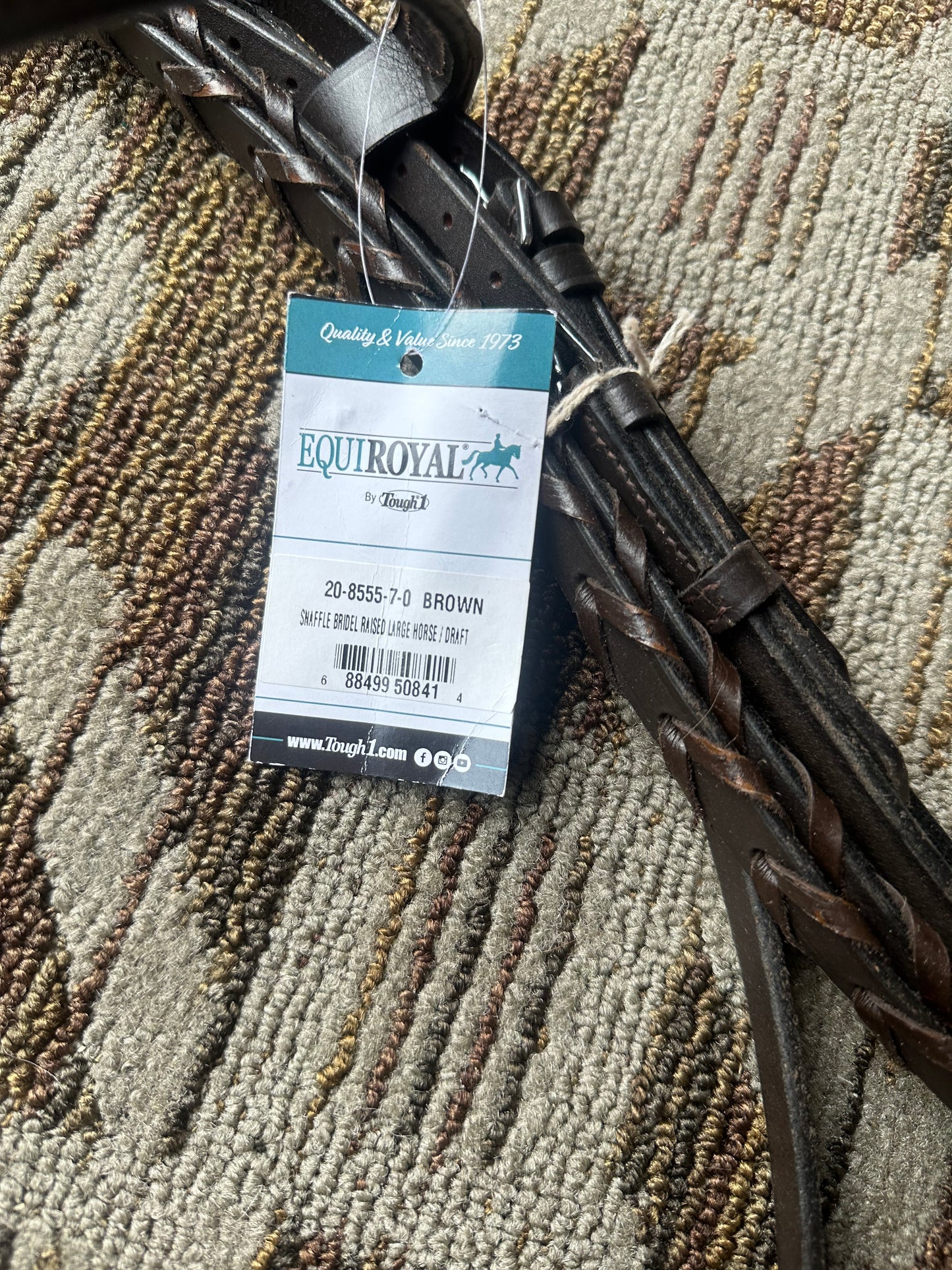 New EquiRoyal Brown Raised Bridle w/ Matching Reins