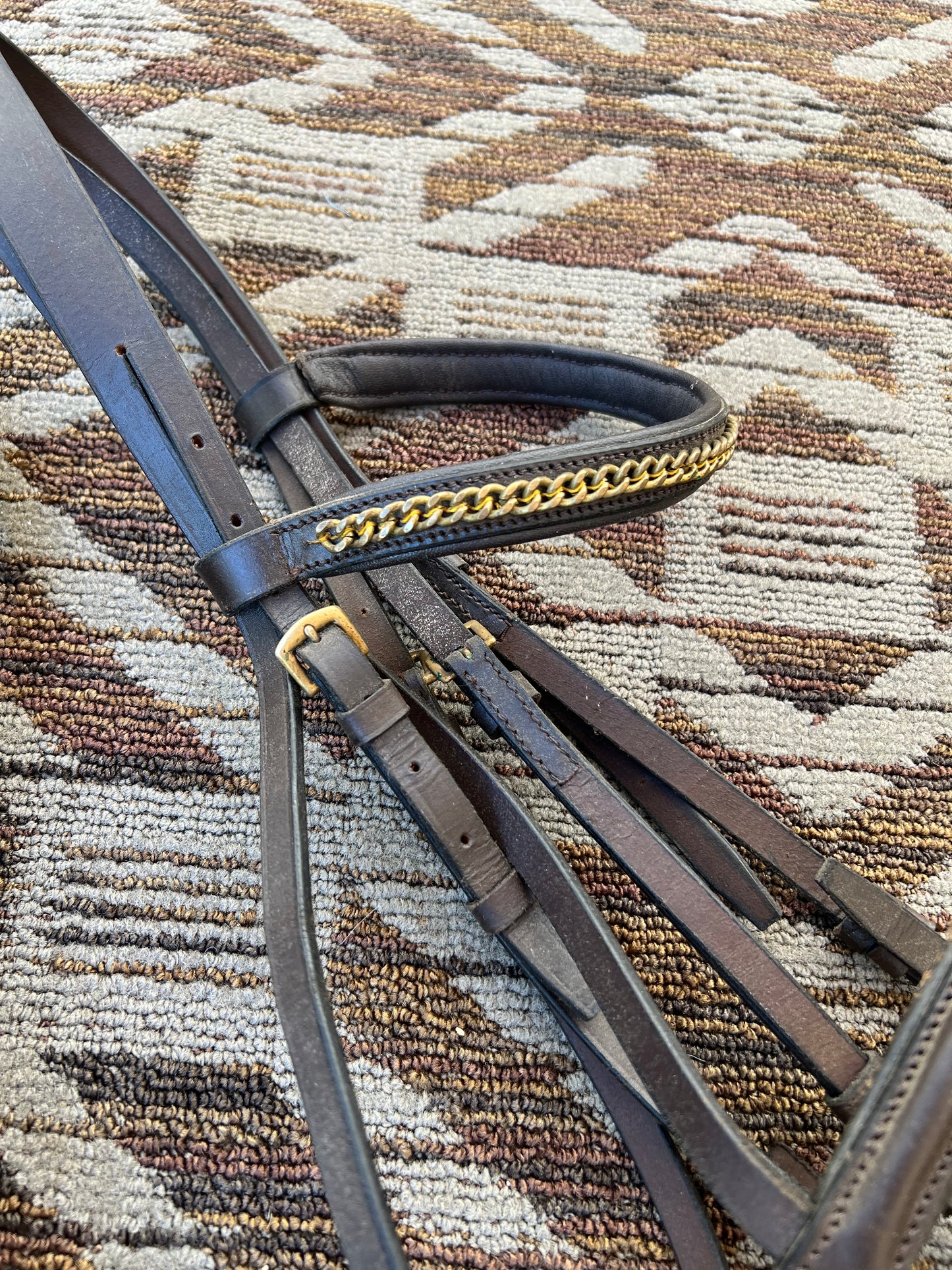 Dark Brown Bridle w/ Gold Accents