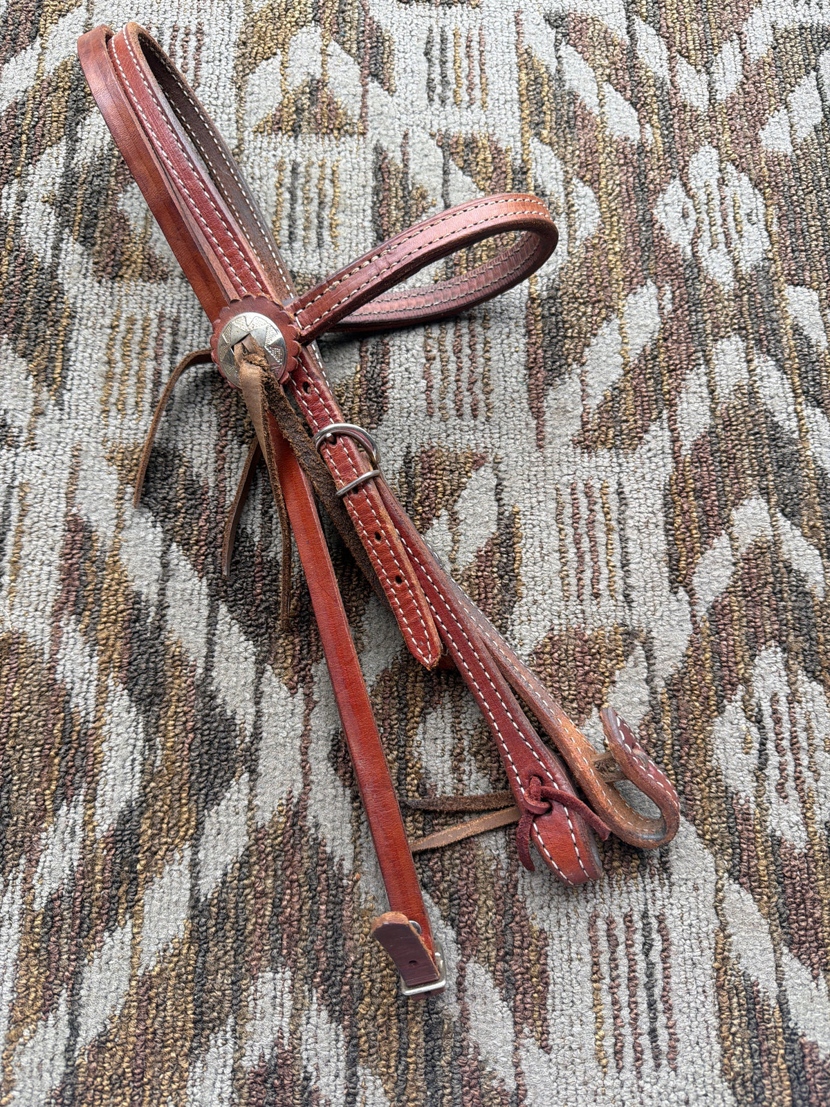 Stitched Leather Headstall w/ Tassels