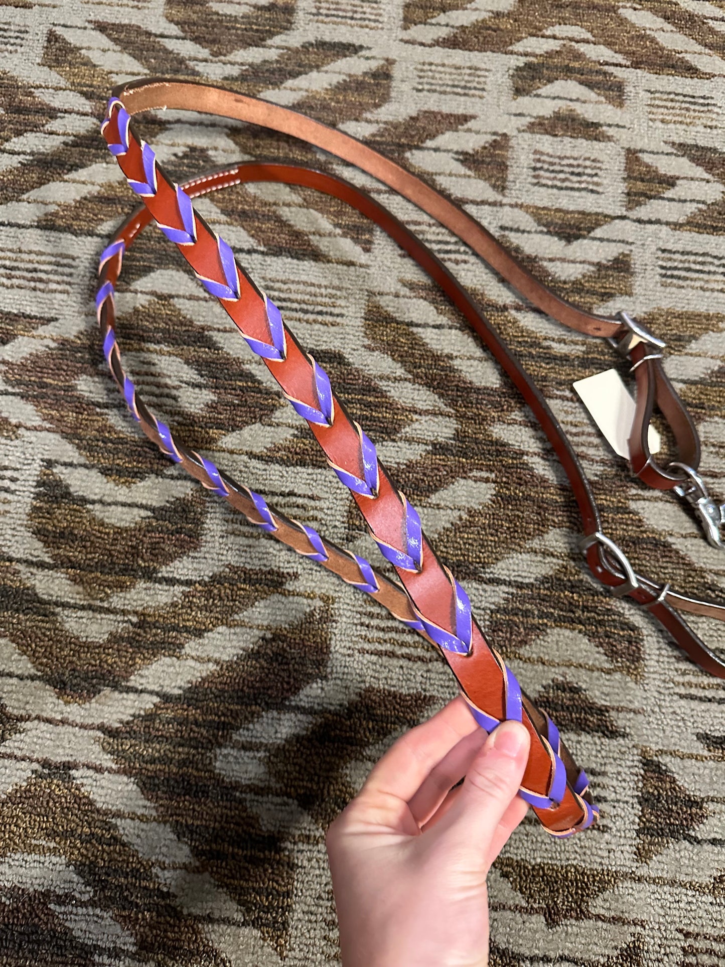 New Leather Purple Laced Loop Reins