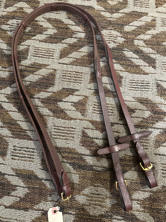 Red Webbed Reins w/ Brass Hardware
