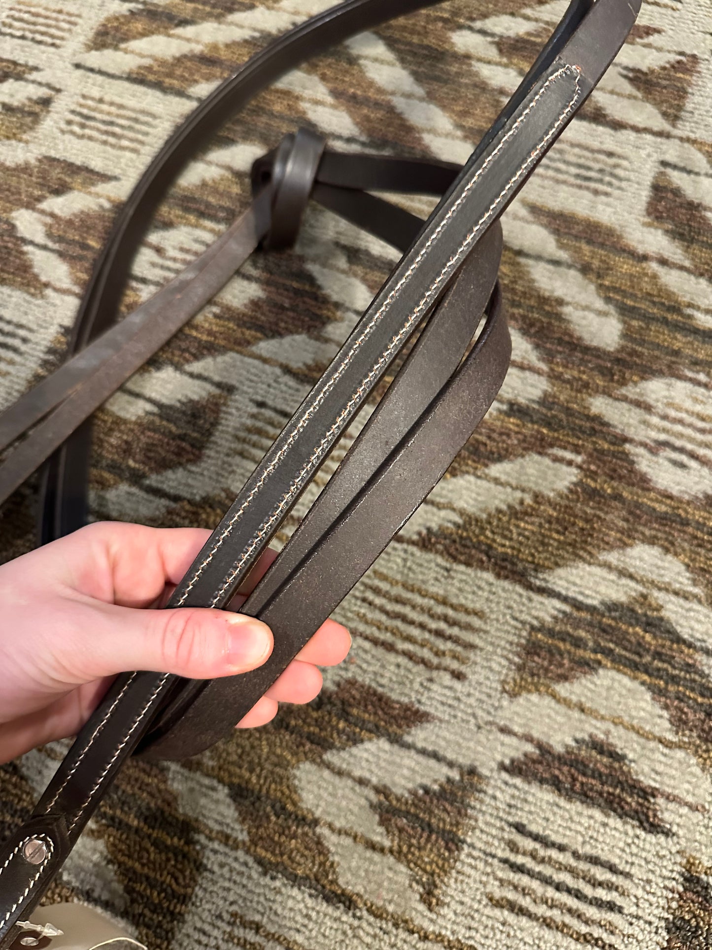 Dark Oil Stitched Split Reins
