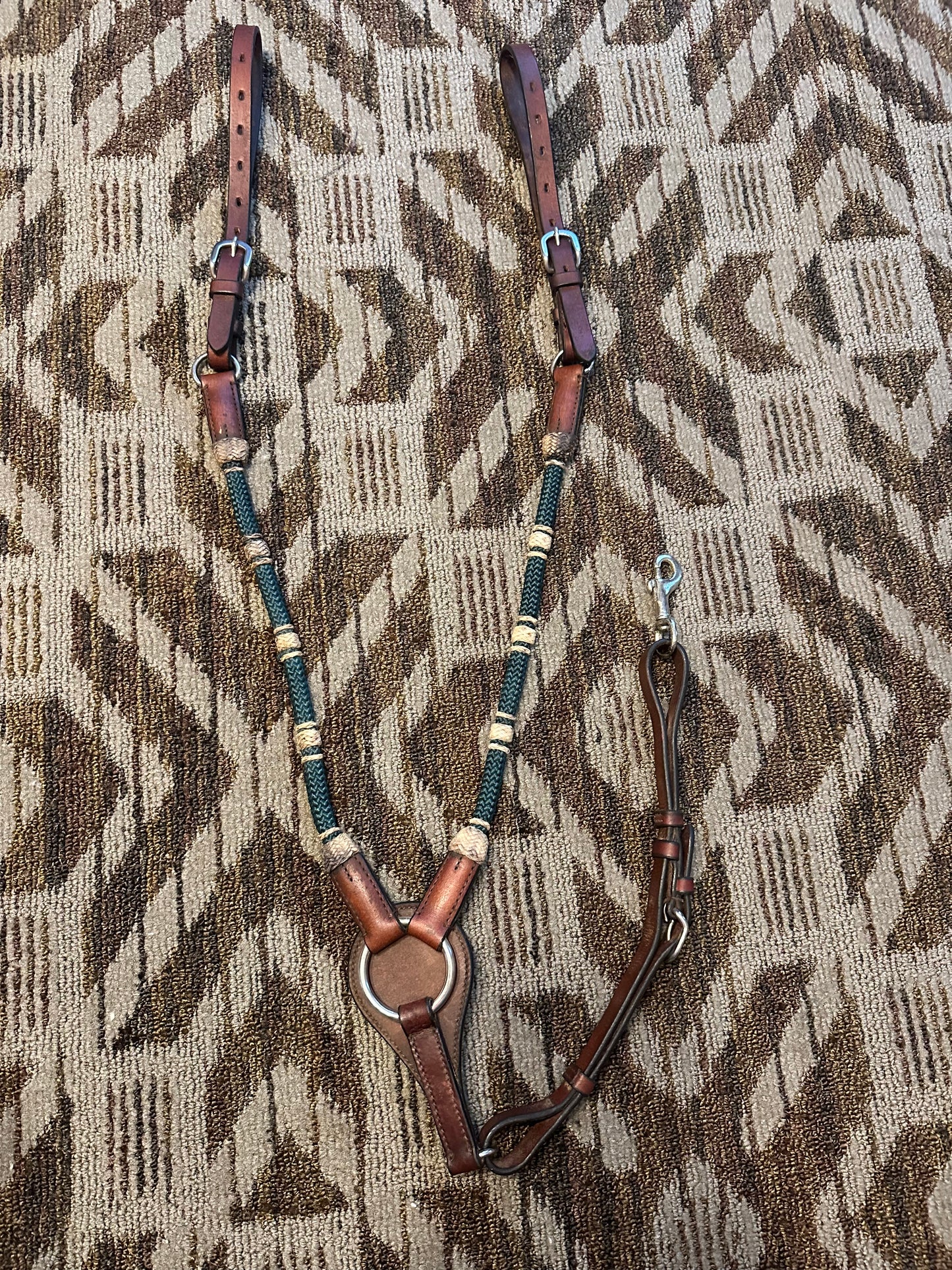 Leather Rolled Rawhide/Nylon Breastcollar