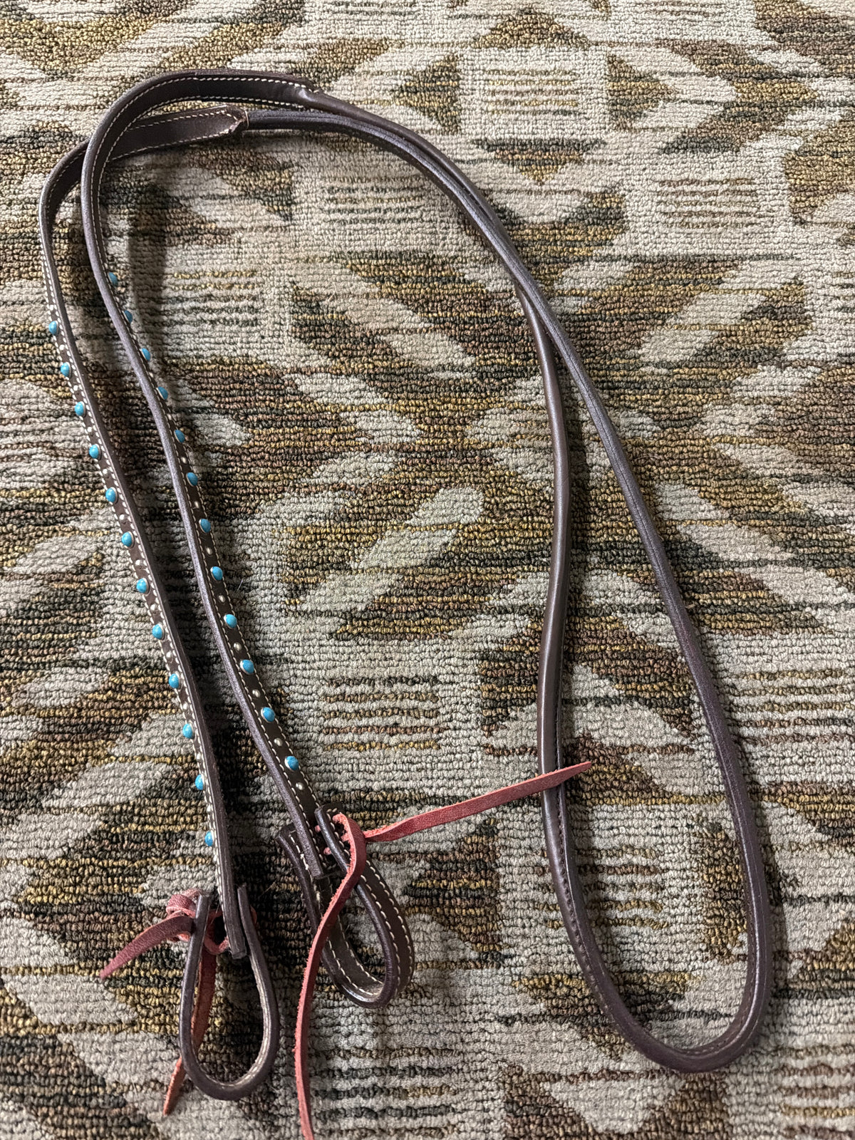 Turquoise Studded Rolled Reins