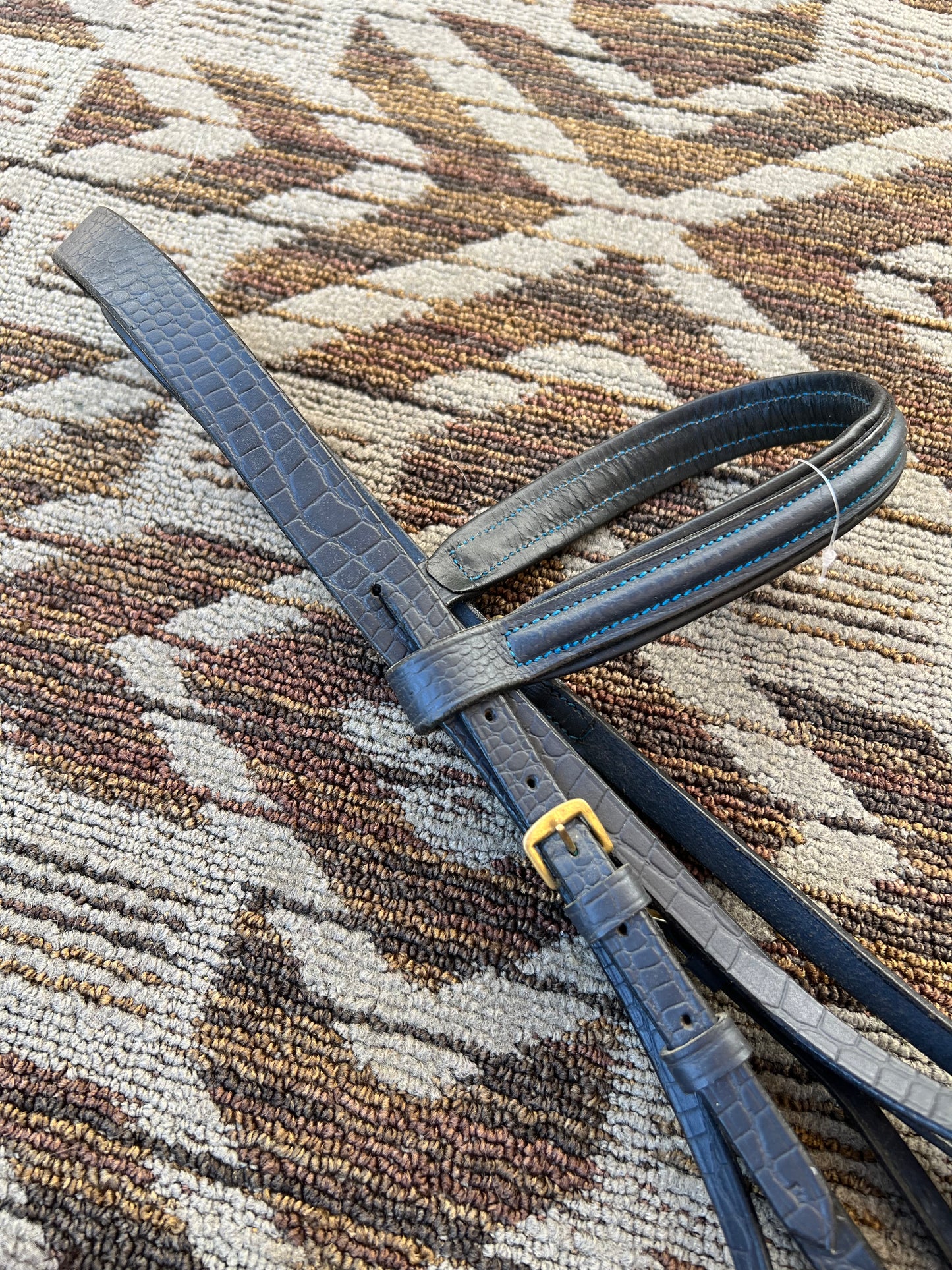 Dark Blue Alligator Print Dressage Bridle