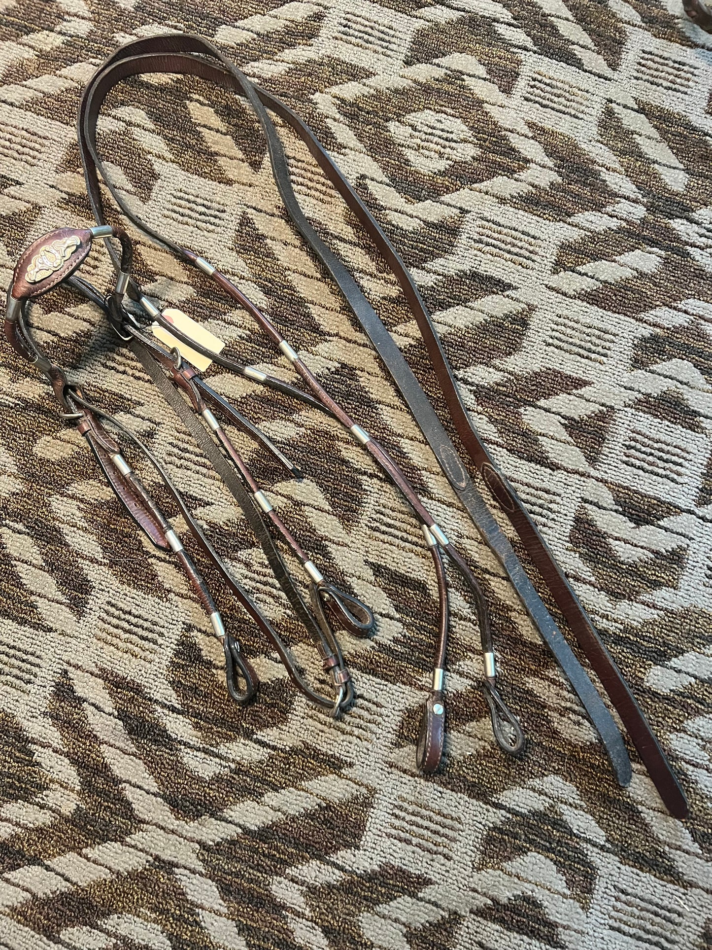 Rolled Silver Show Bridle w/ Matching Reins