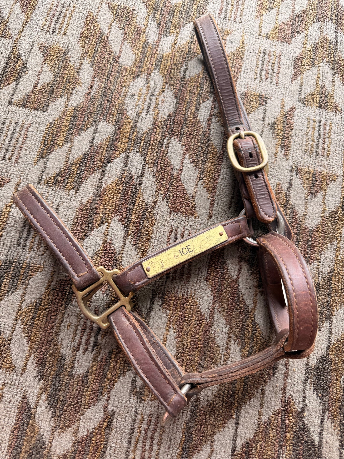 Double Stitched Leather Halter w/ Nameplate