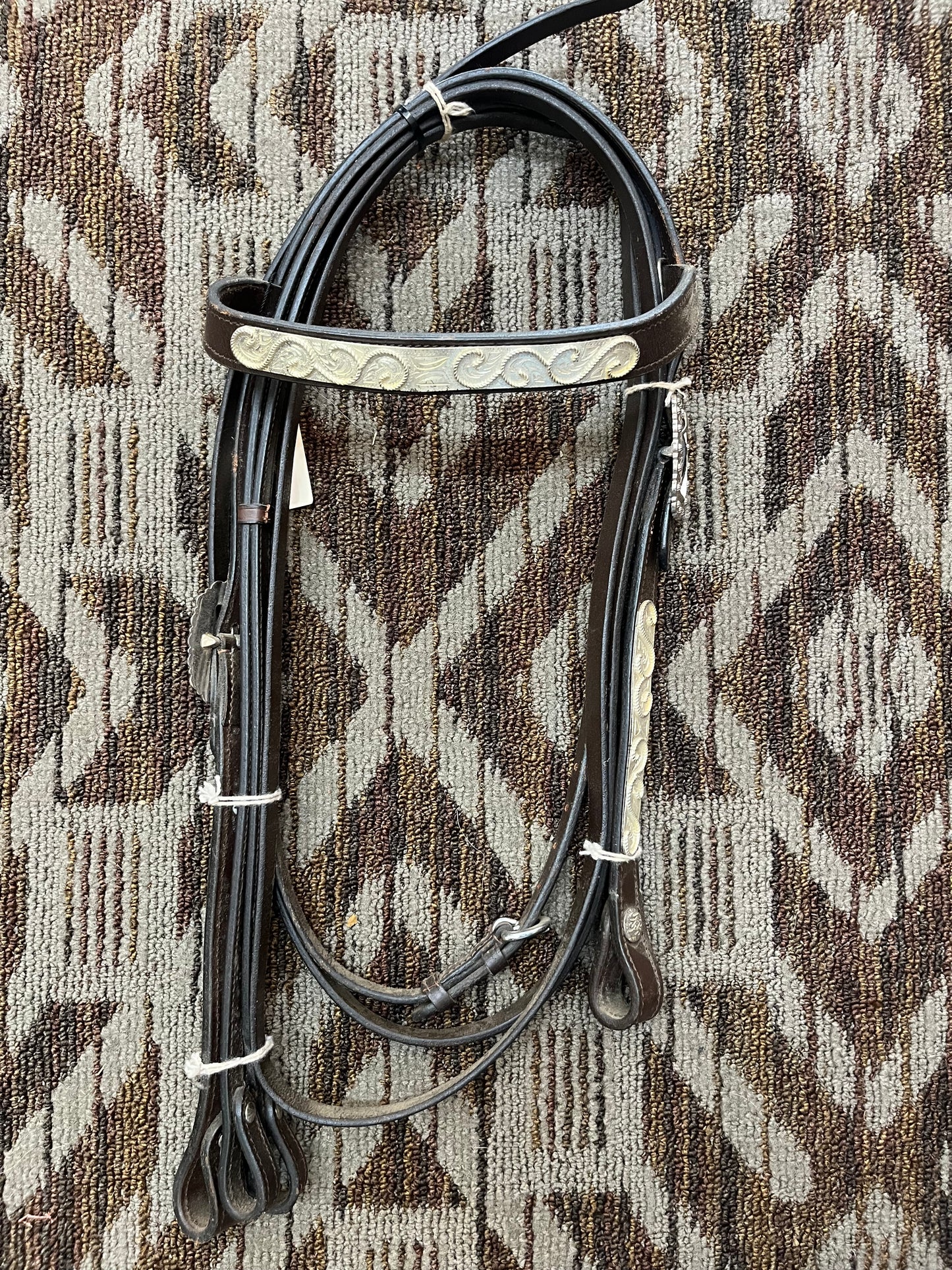 Dark Oil Show Headstall w/ Reins