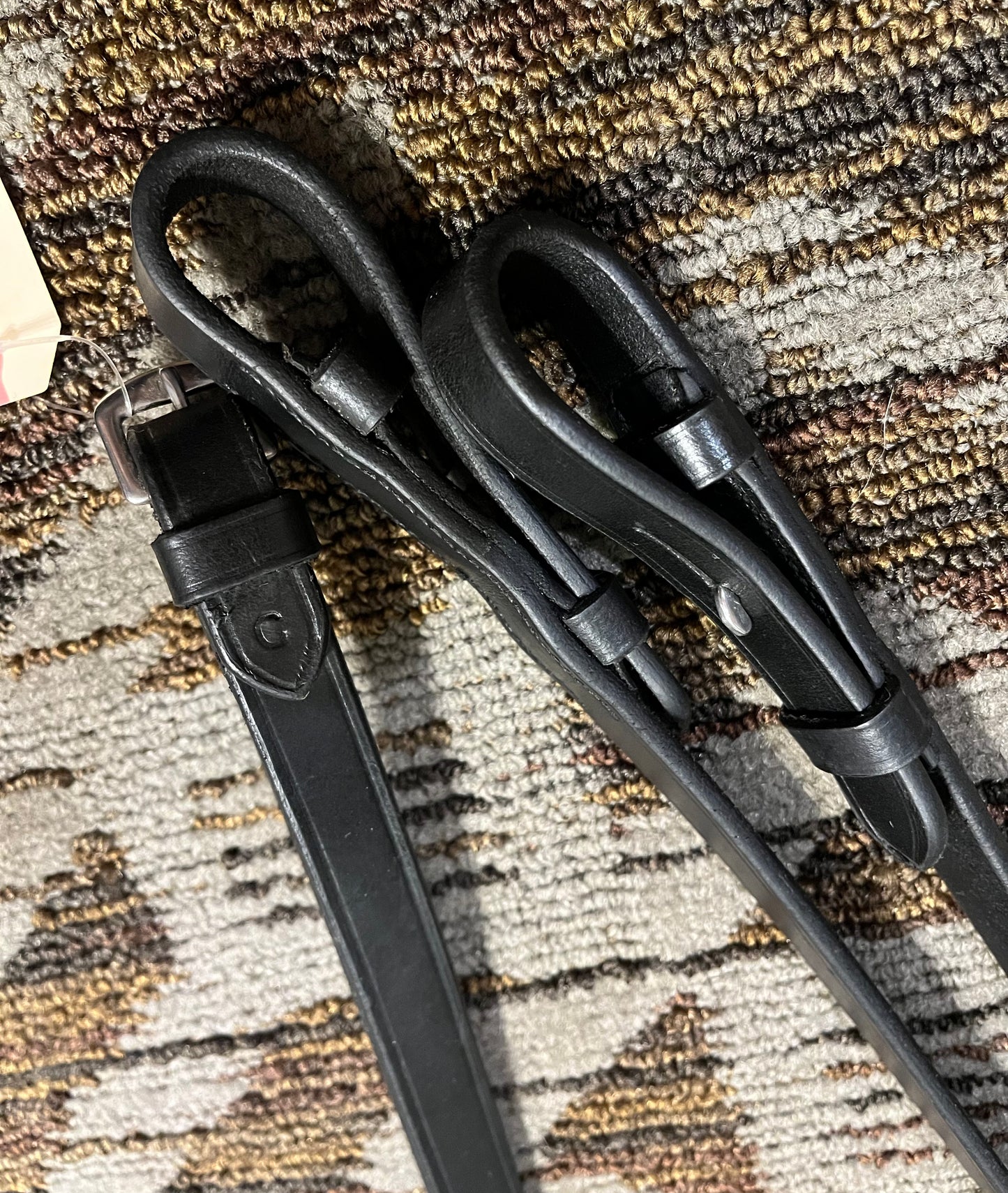 Black Leather Webbed Reins