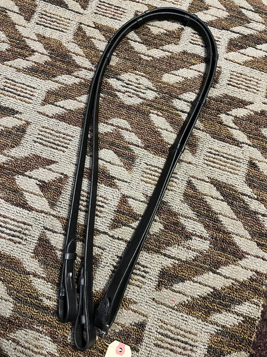 Black Leather Webbed Reins