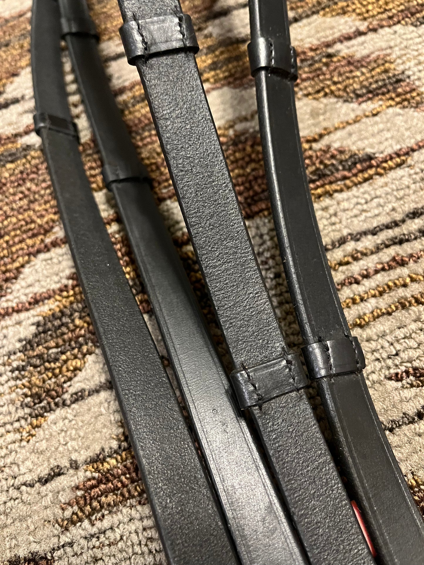 Black Leather Webbed Reins