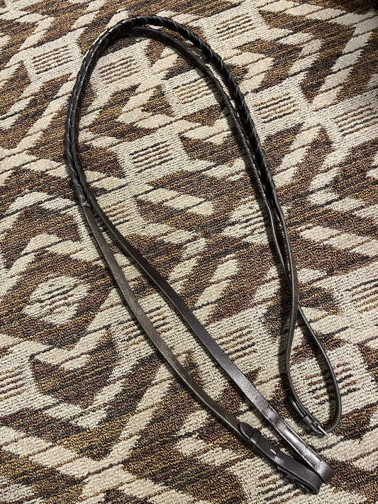 Dark Brown Leather Laced Reins