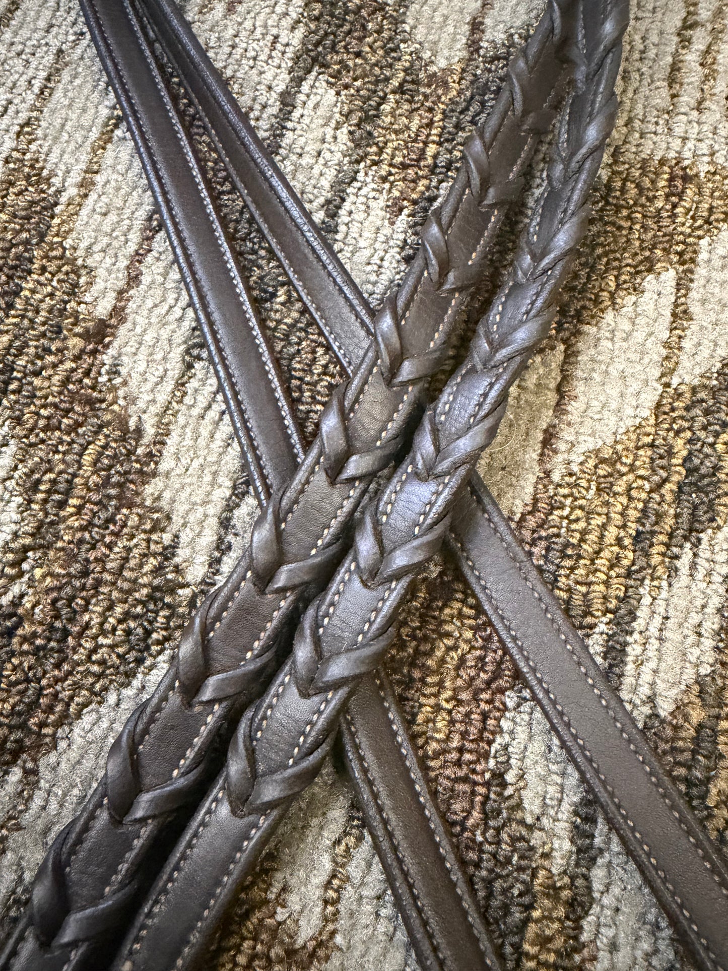 Stitched Brown Laced Reins