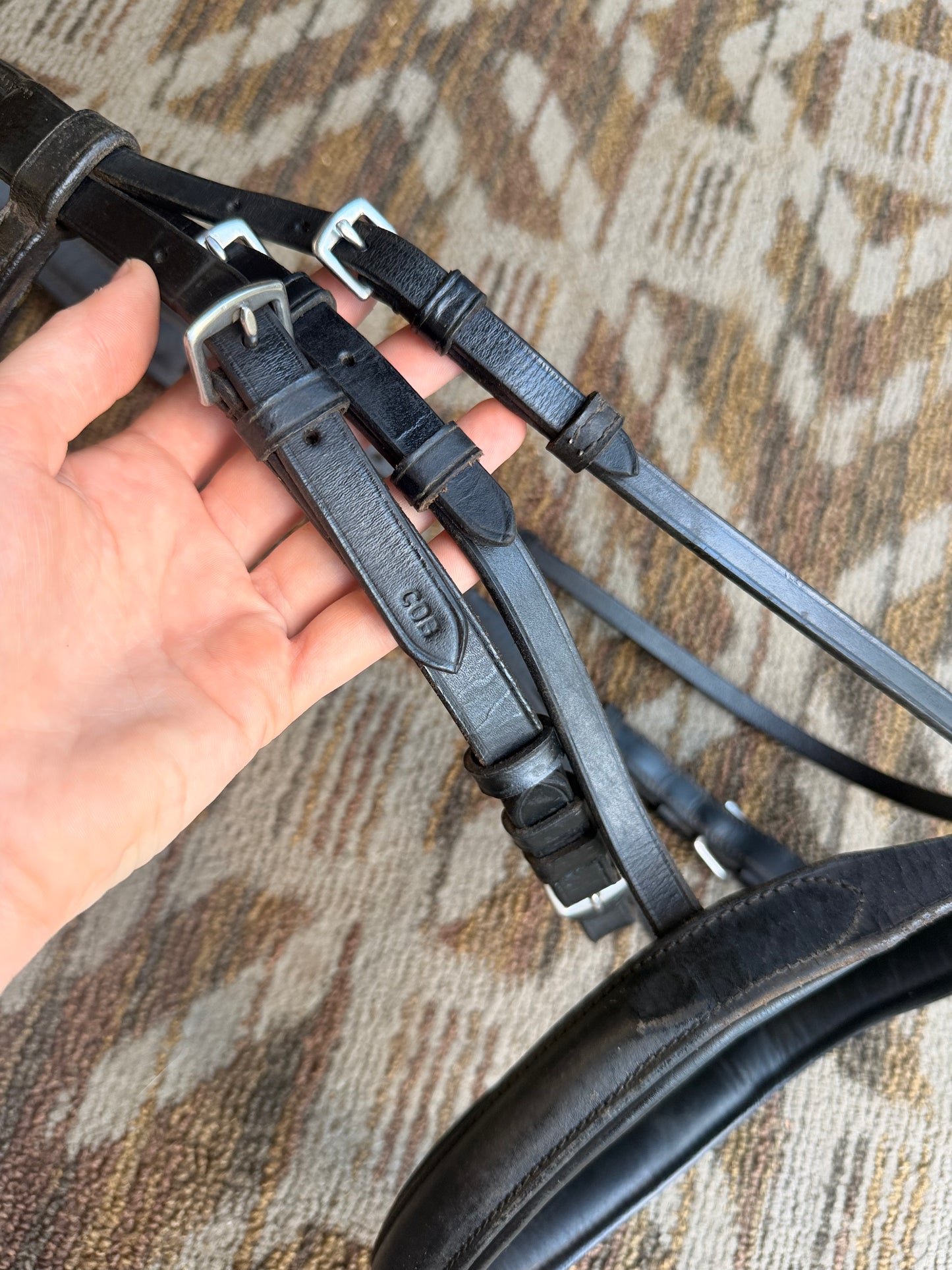 Black Padded Dressage Bridle w/ Padded Crown