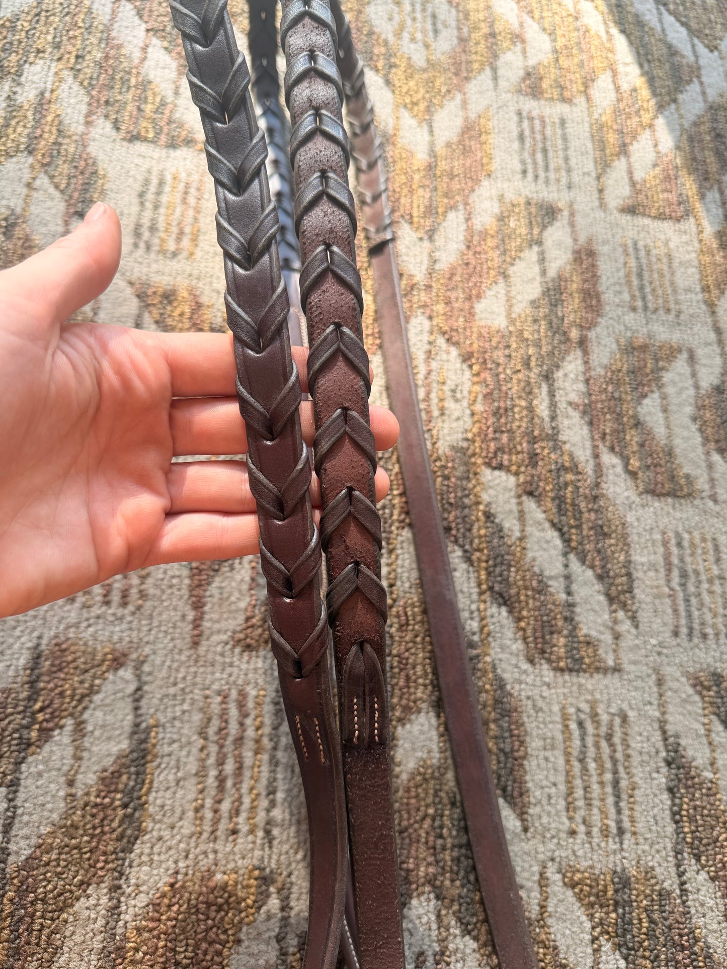 Raised Soft Fancy Stitched Laced Reins