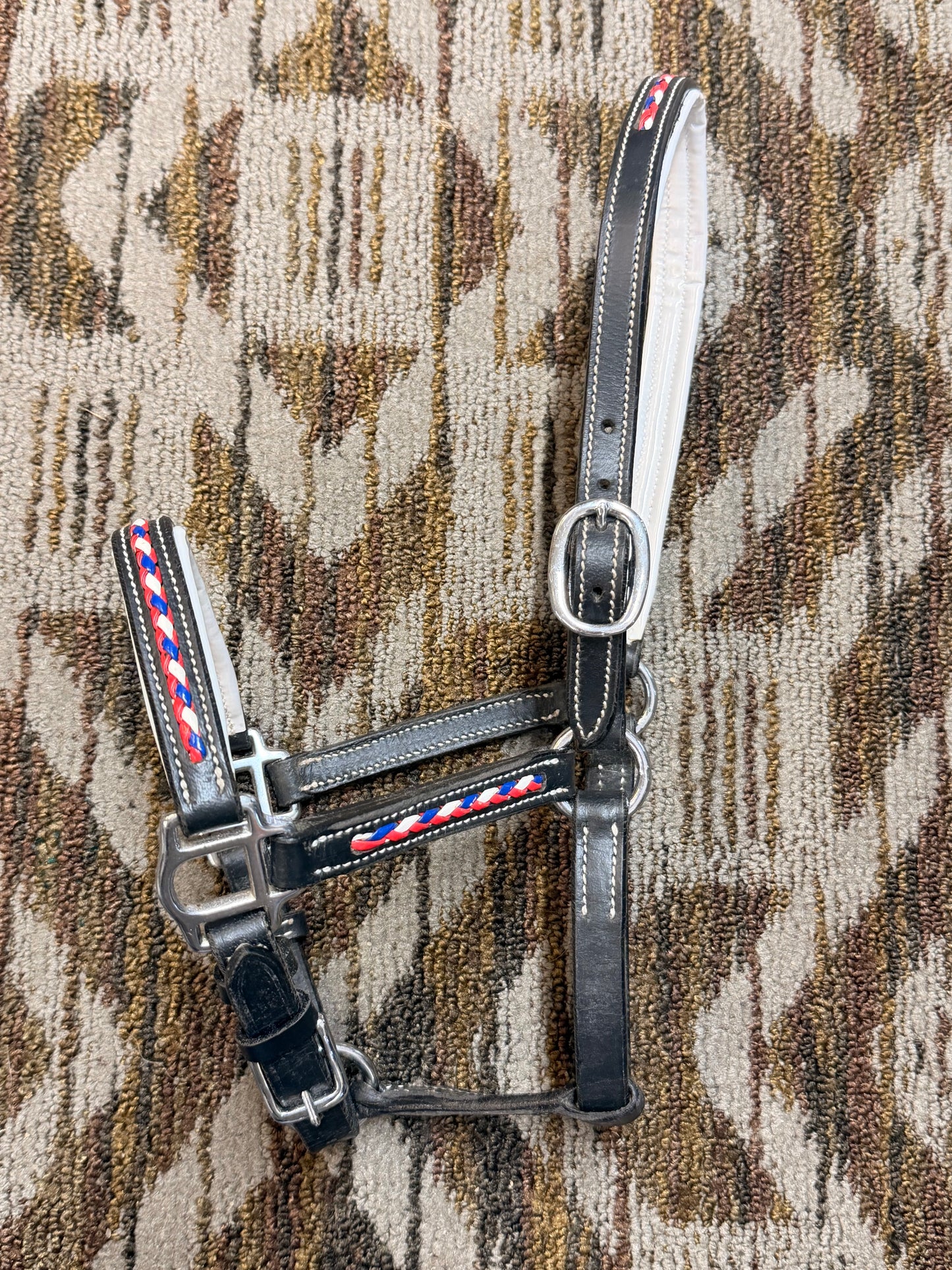 Red, White and Blue Padded Pony Leather Halter