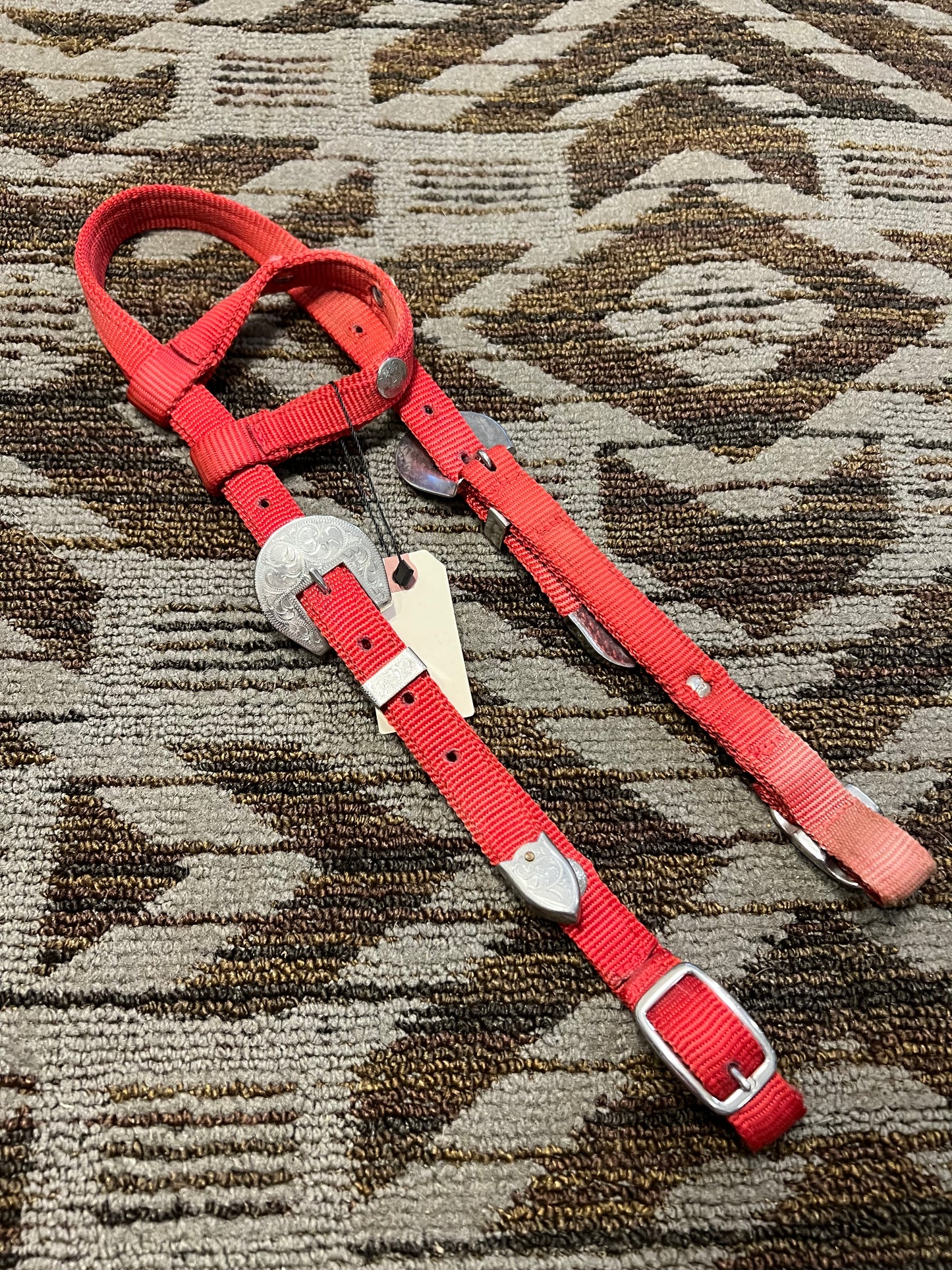 Red Nylon One Ear w/ Silver Accents