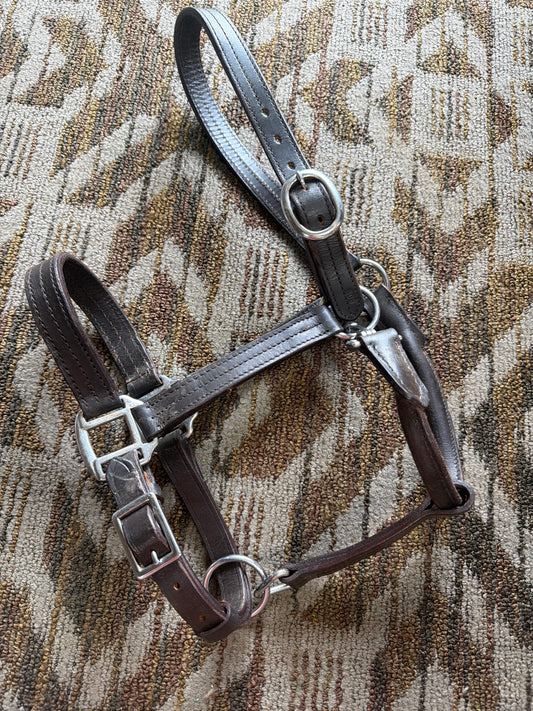 Triple Stitched Leather Halter w/ Clip