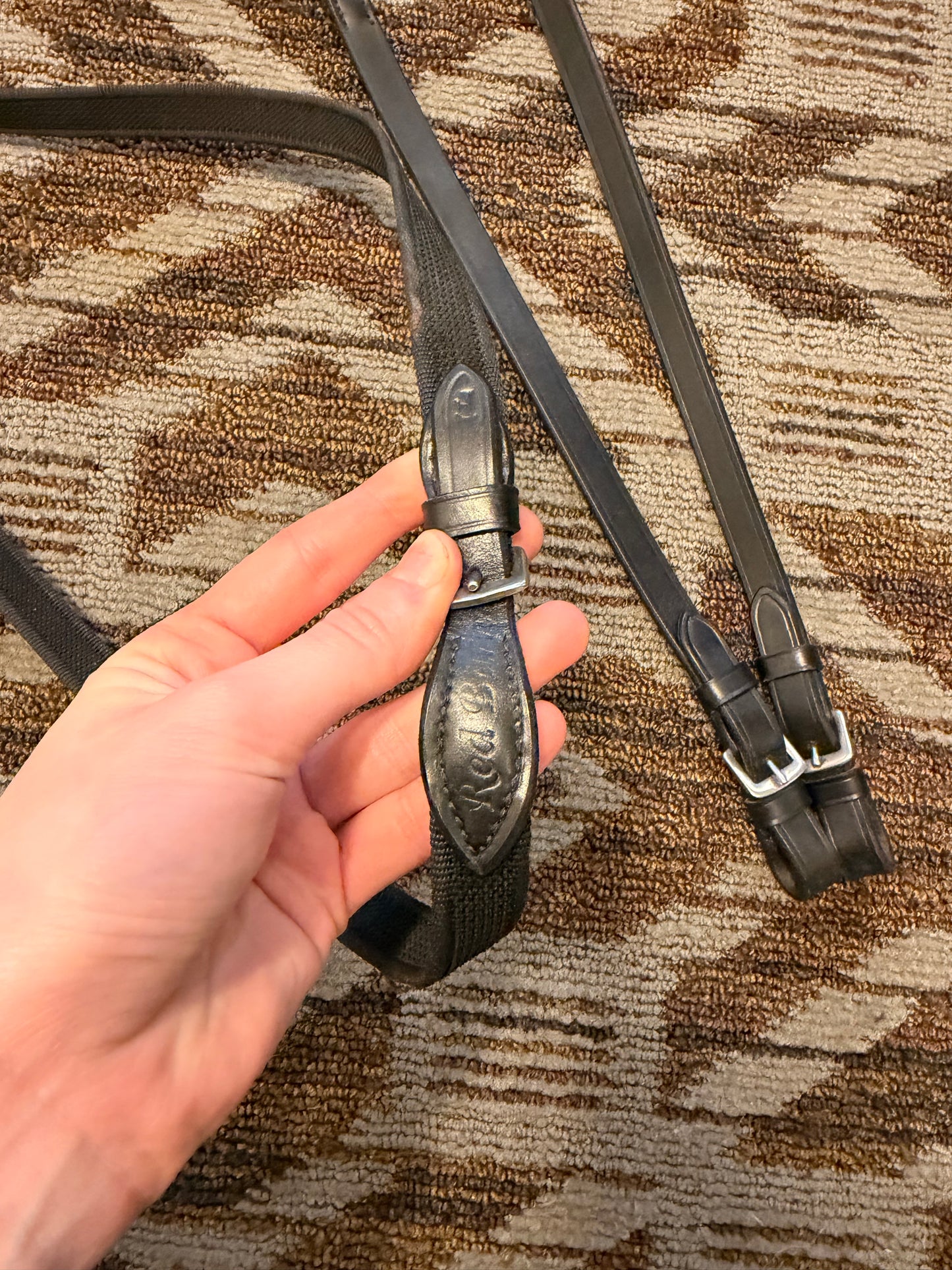 Red Barn Webbed Reins w/ Rubber Inlay
