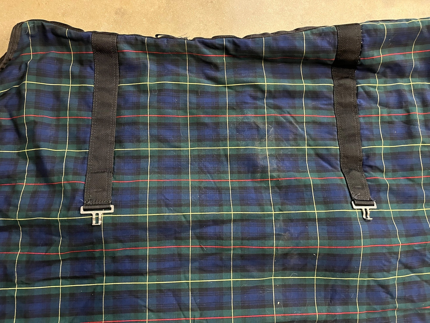 Plaid 78” Fleece Lined Stable Blanket w/ Hood