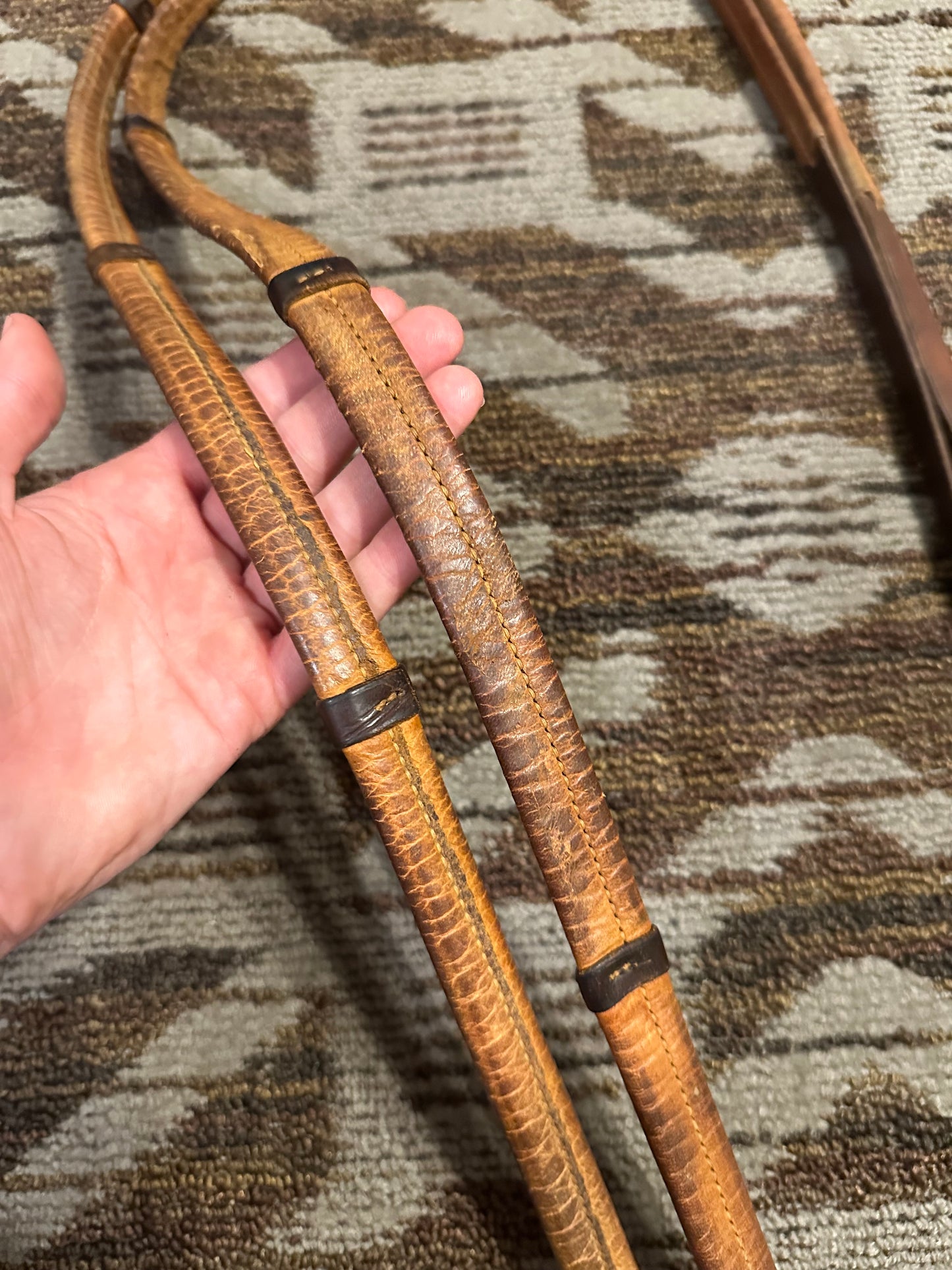 Leather Curb Reins w/ Hand Stops
