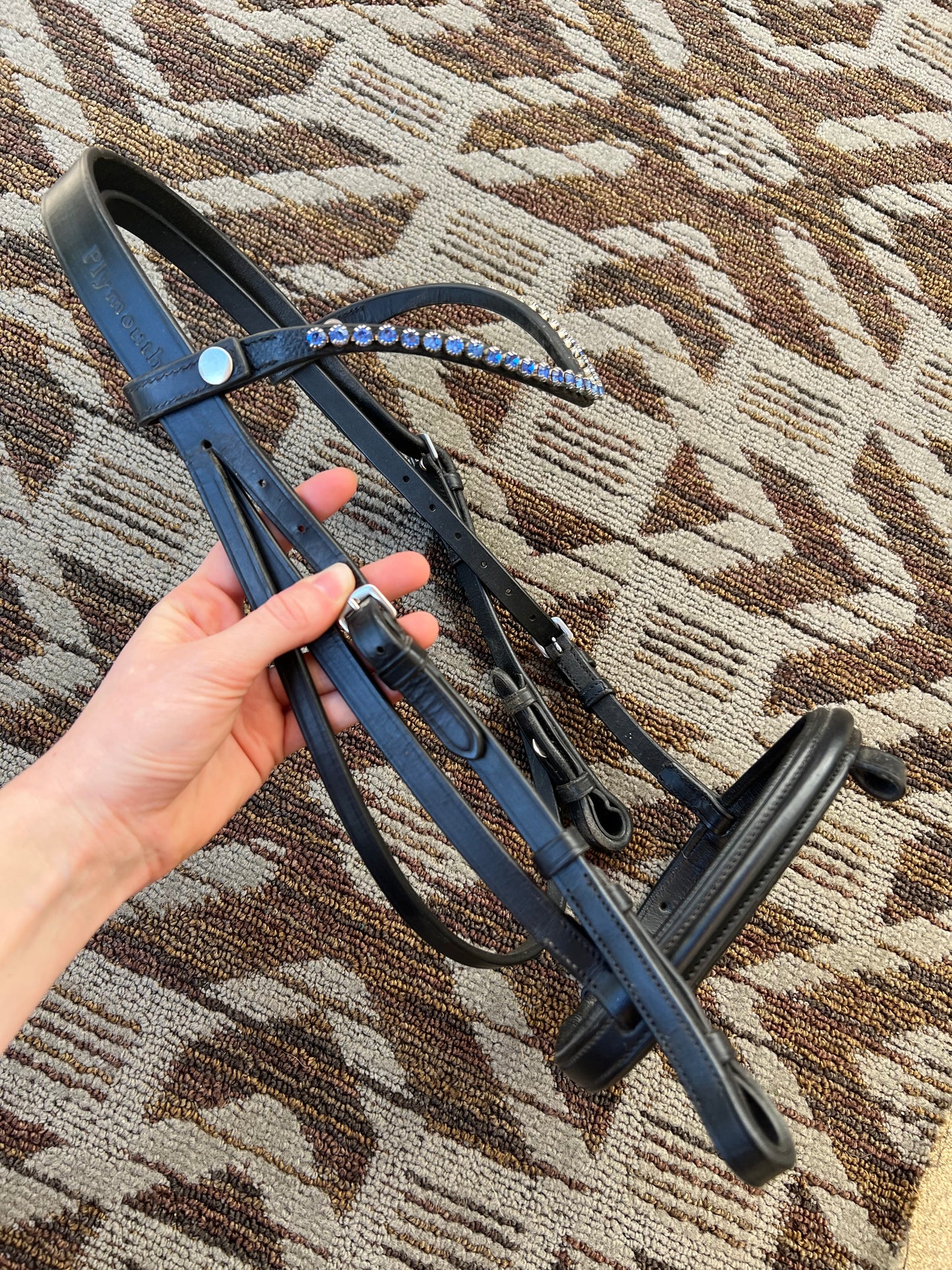 Black Plymouth Blingy Dressage Bridle